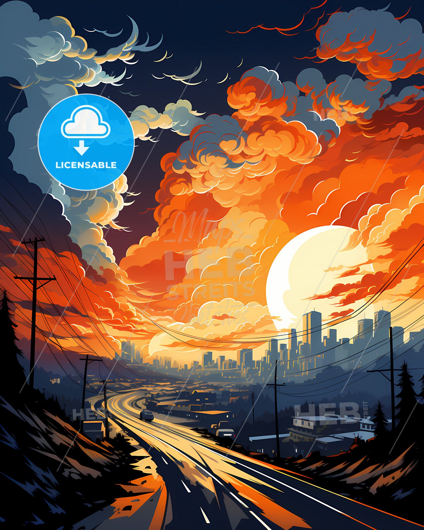 Albany, Georgia, a city landscape with clouds and power lines