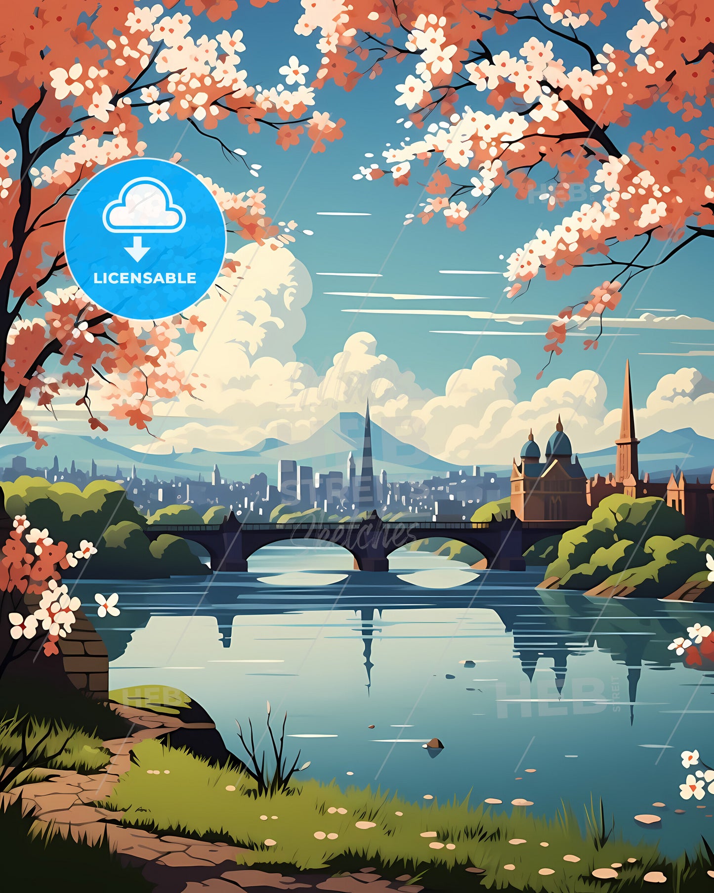 Glasgow, Glasgow, a bridge over a river with a city in the background