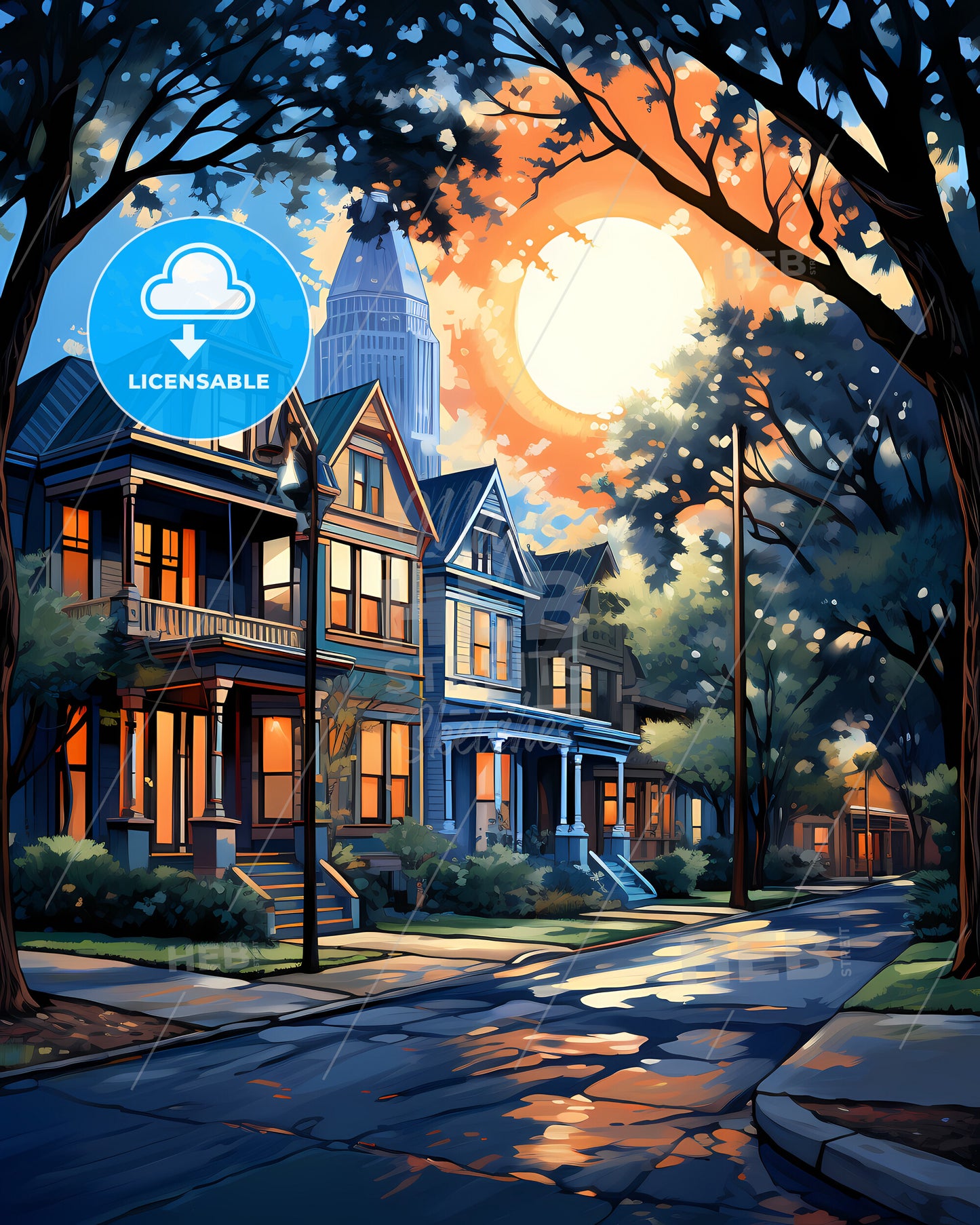 Rowlett, Texas, a street with trees and houses in the background