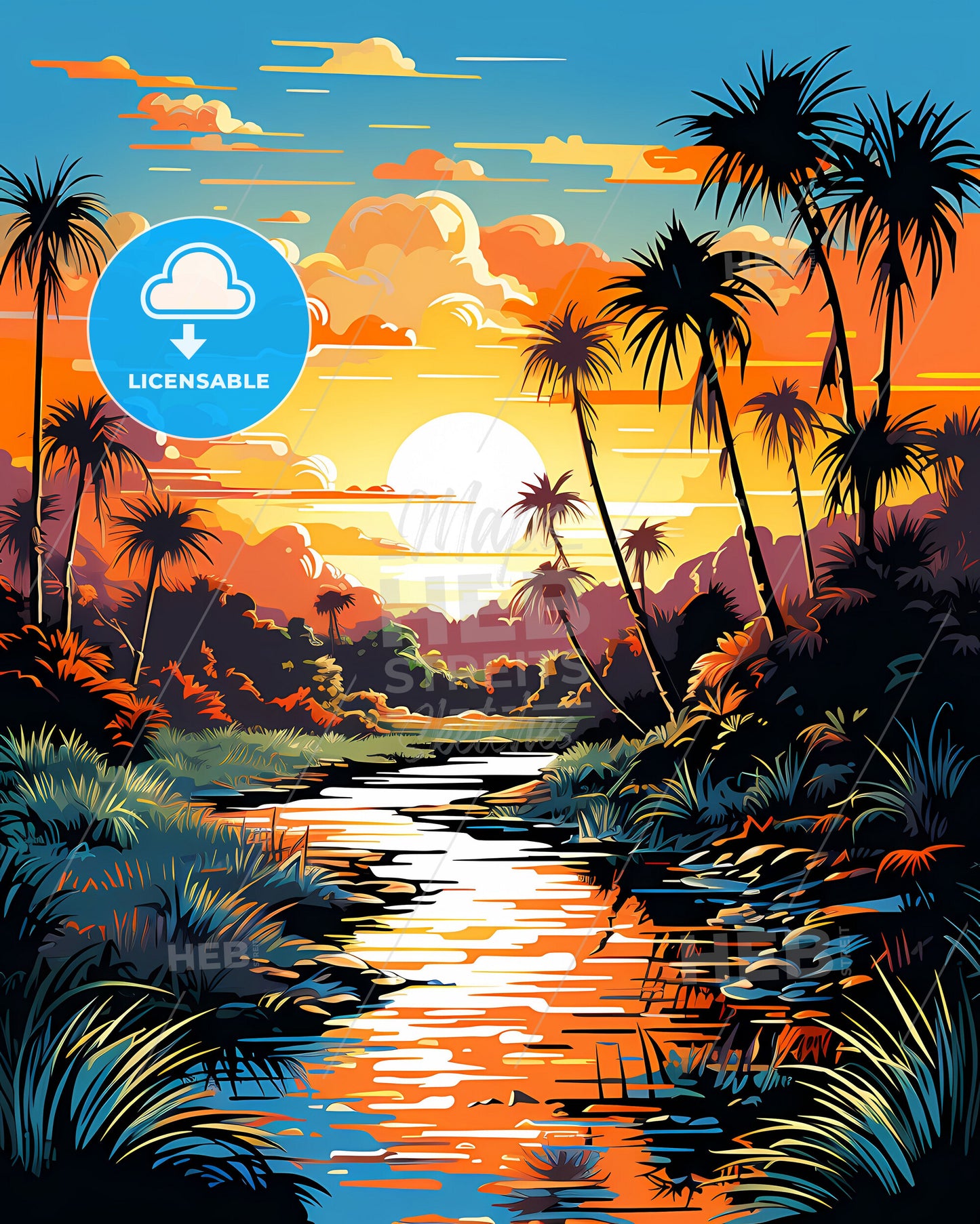 Weston, Florida, a river running through a tropical forest
