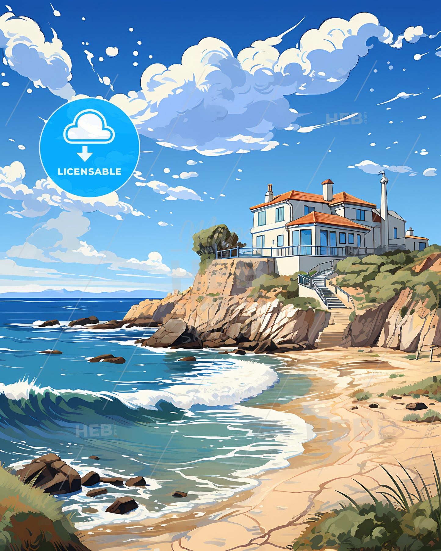 Faro, Portugal, a house on a cliff by the ocean