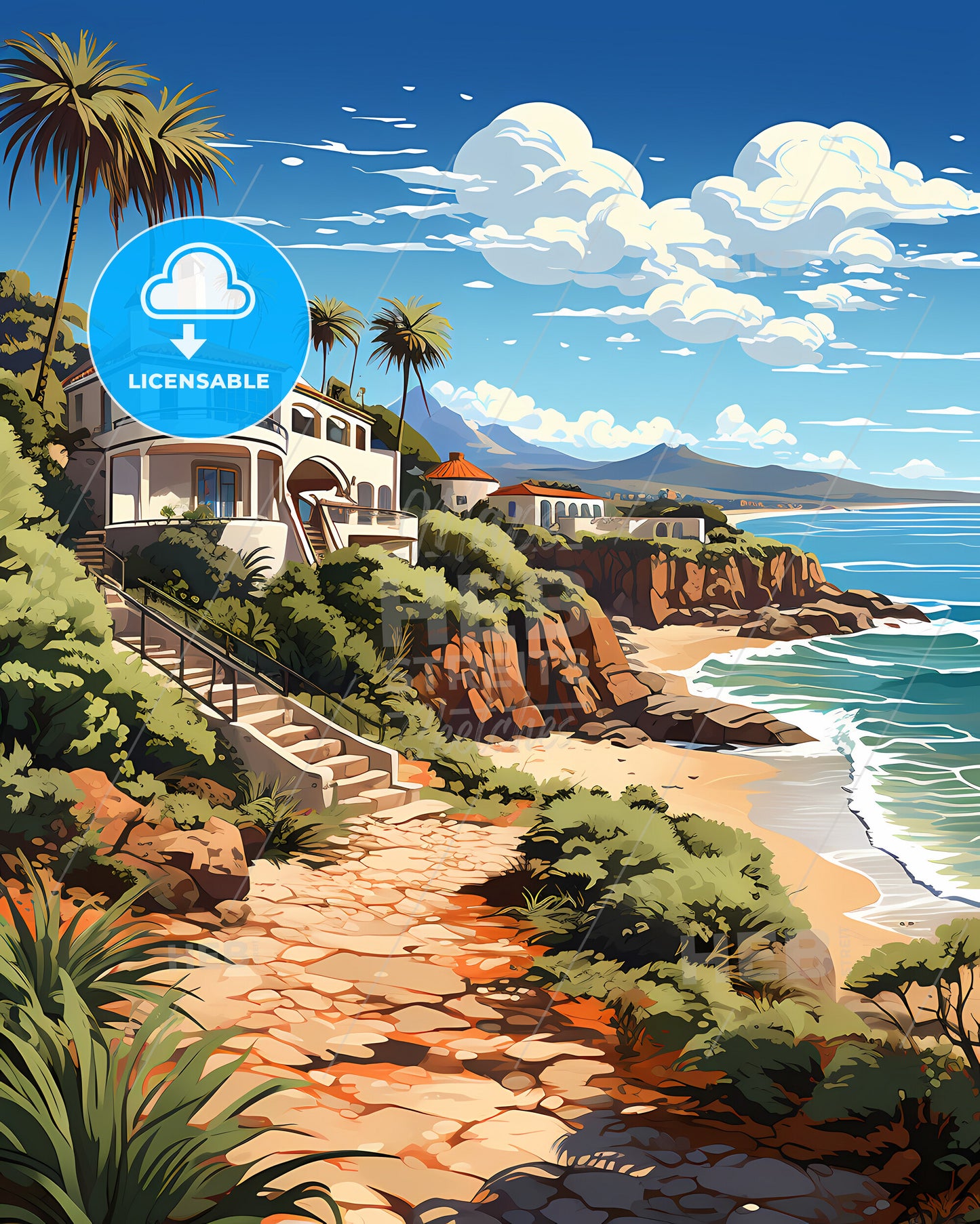 Miami Beach, Florida, a house on a cliff by the ocean