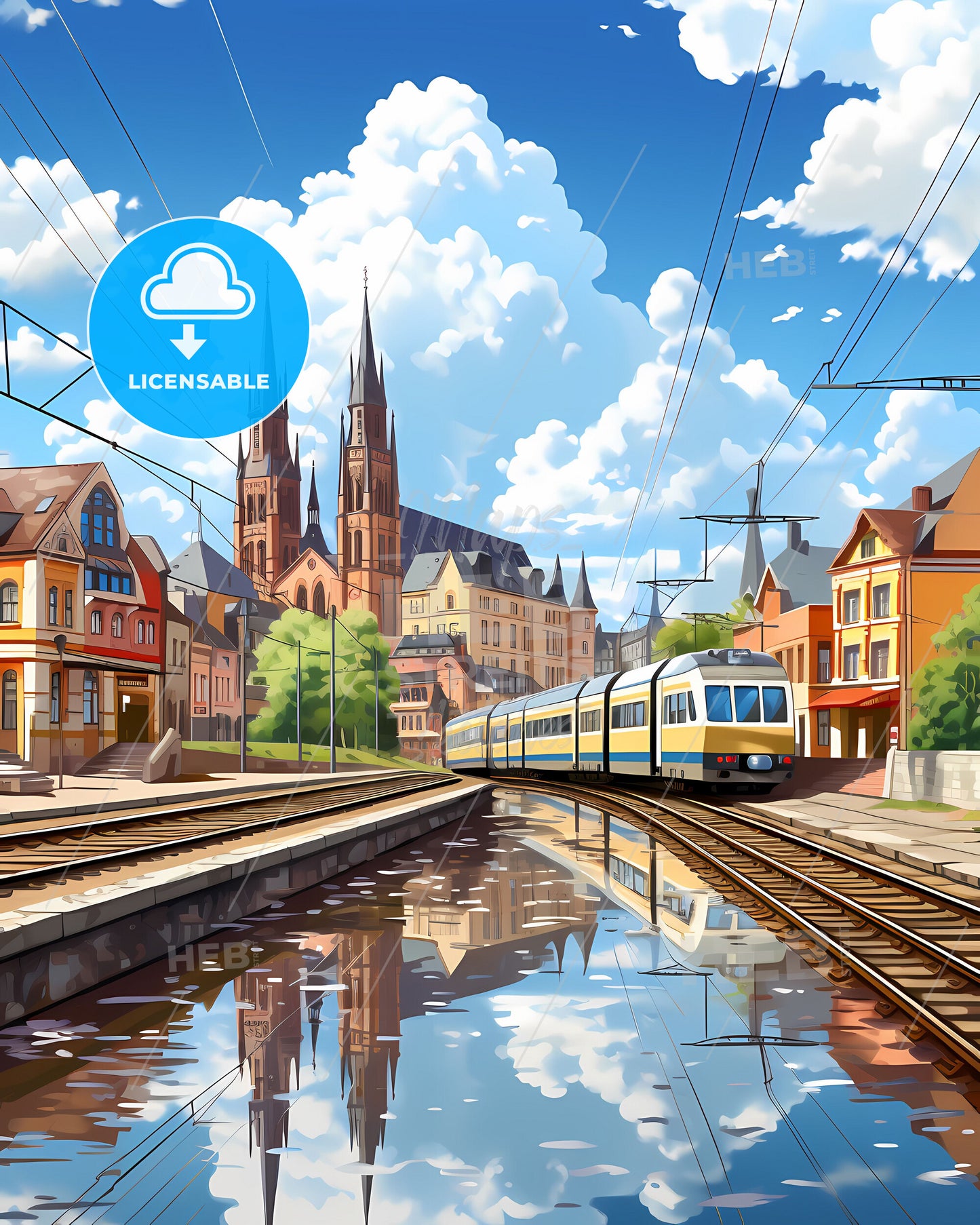 Veldhoven, Netherlands, a train on the tracks