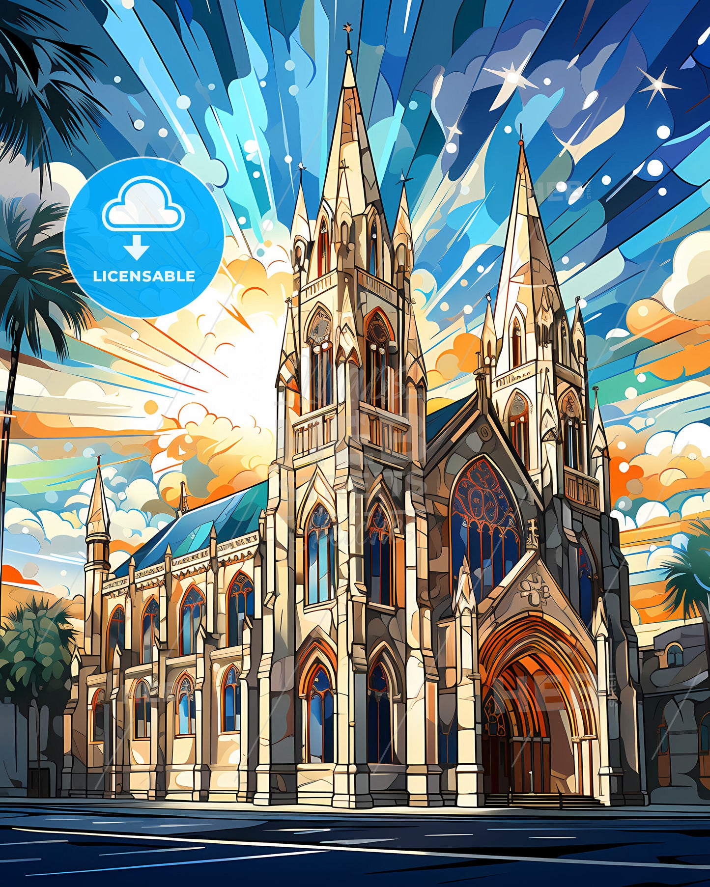 Livermore, California, a building with a tower and a sunburst