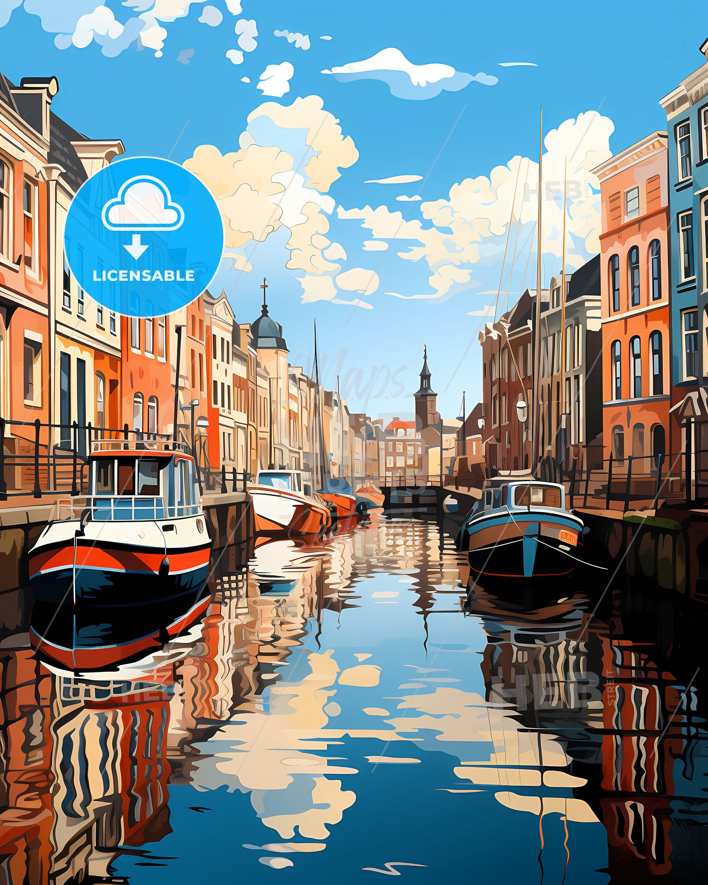 Katwijk, Netherlands, boats on a canal in a city