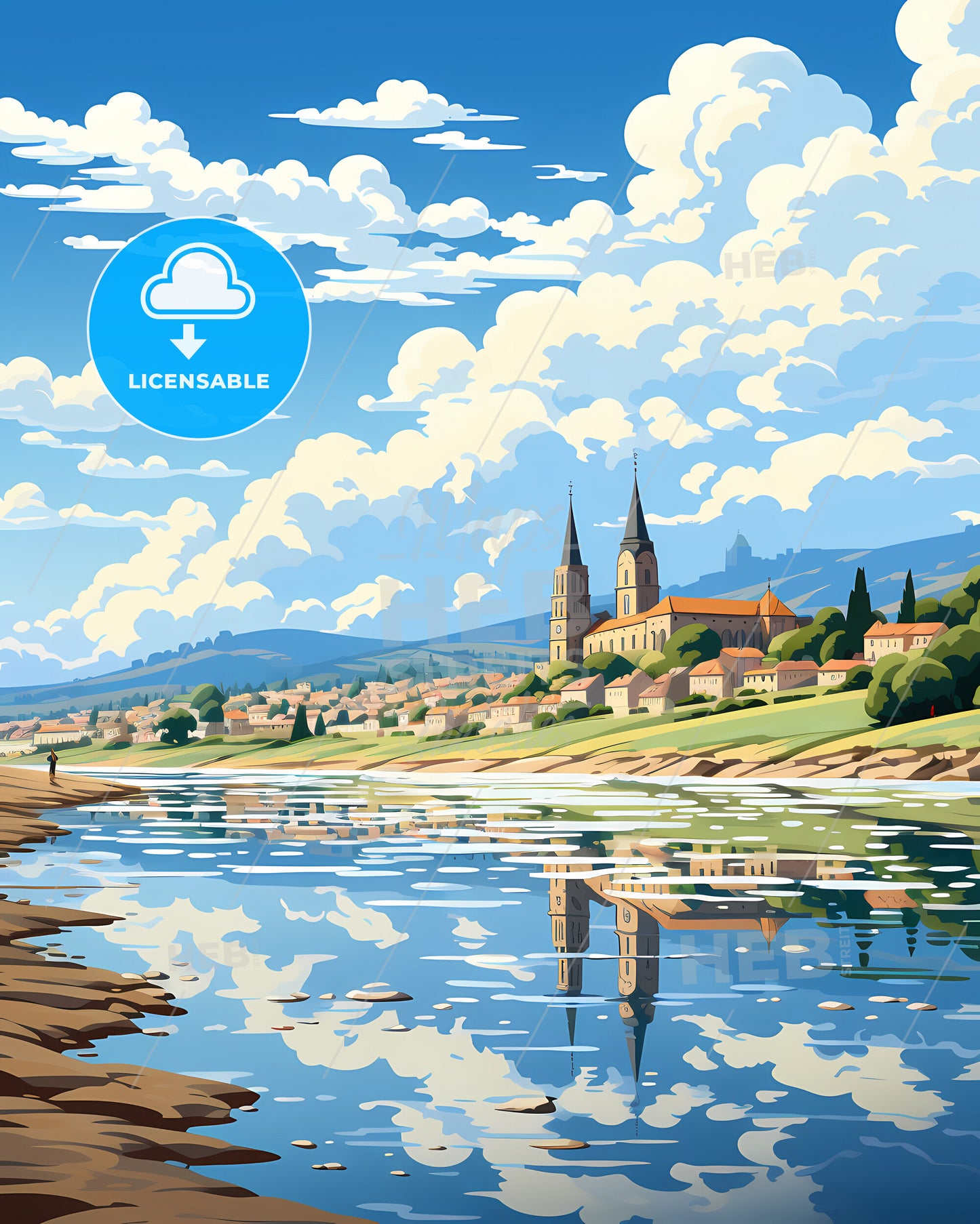 Figueira Da Foz, Portugal, a river with a town and buildings