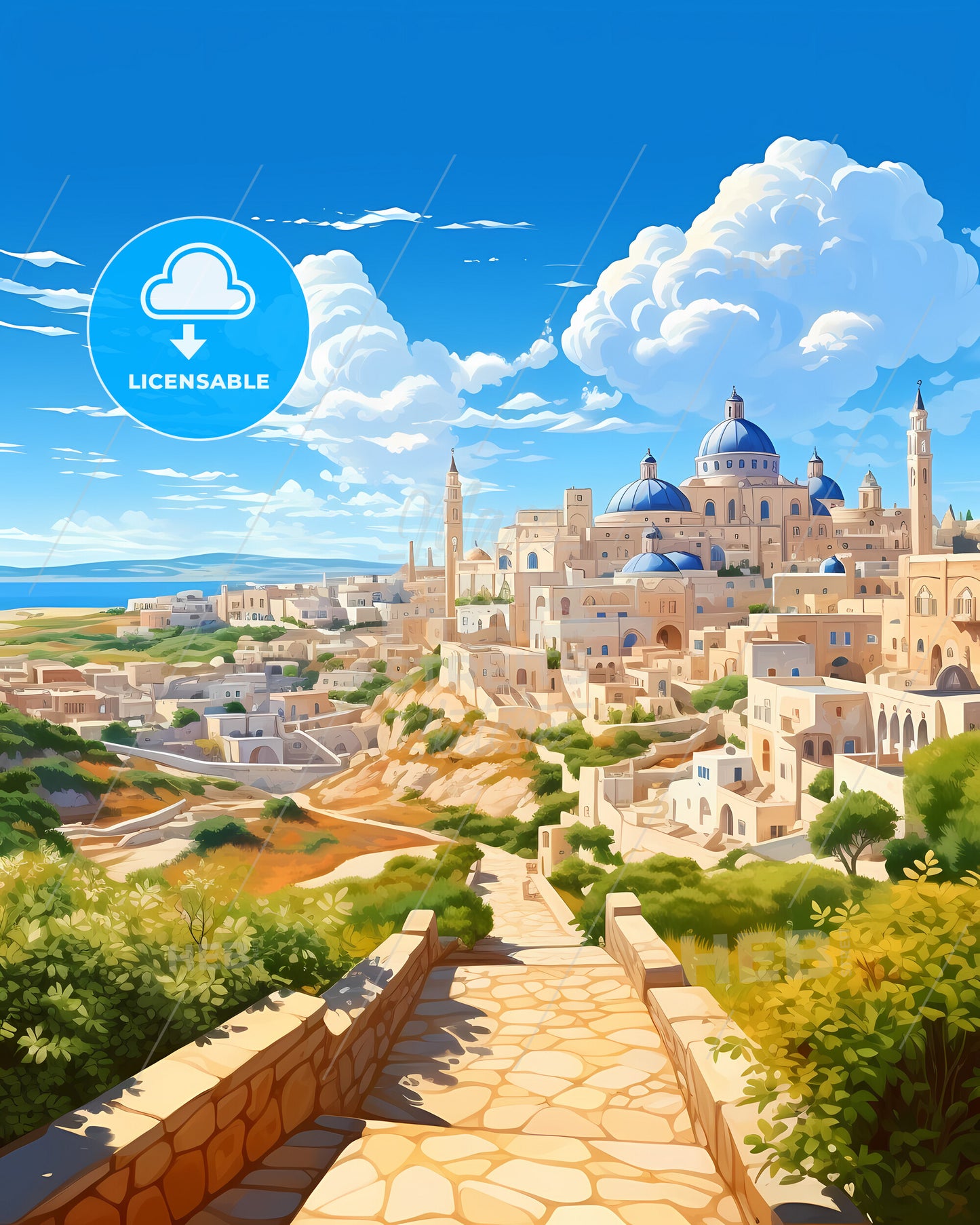 Bisceglie, Italy, a city with a blue domed roof