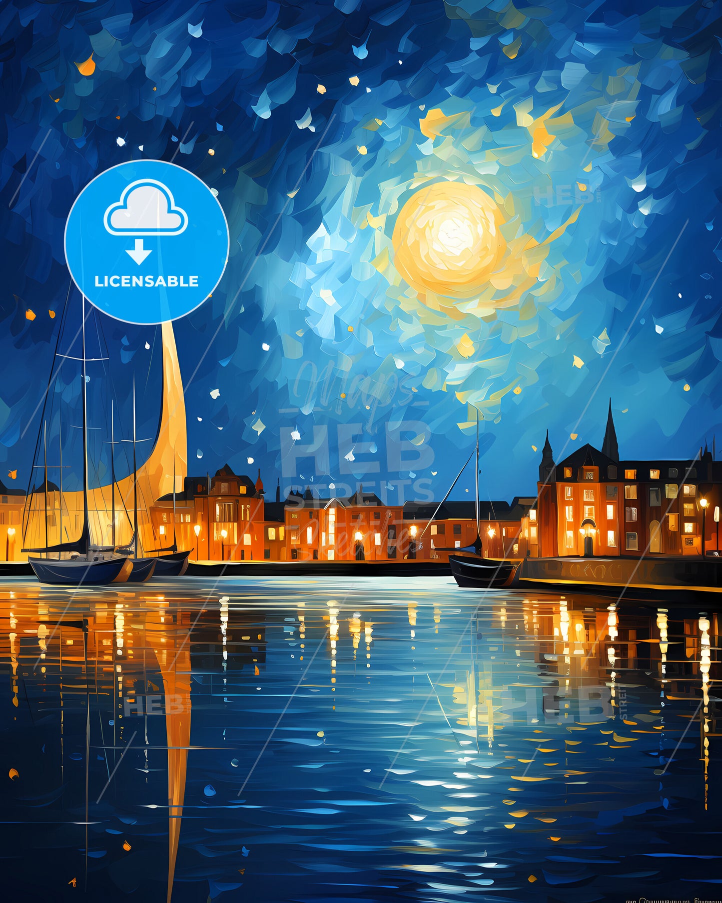 Portsmouth, South East England, a painting of a city at night
