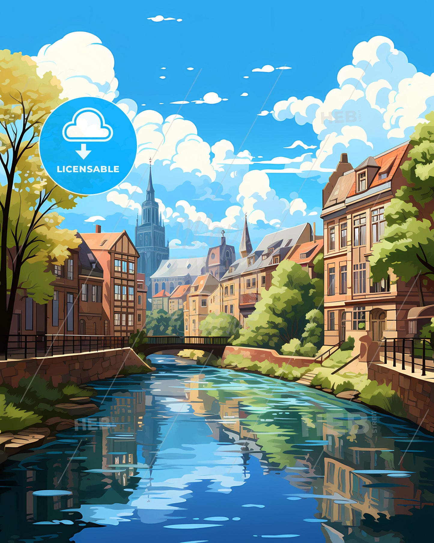 Nieuwegein, Netherlands, a river with a bridge over a city