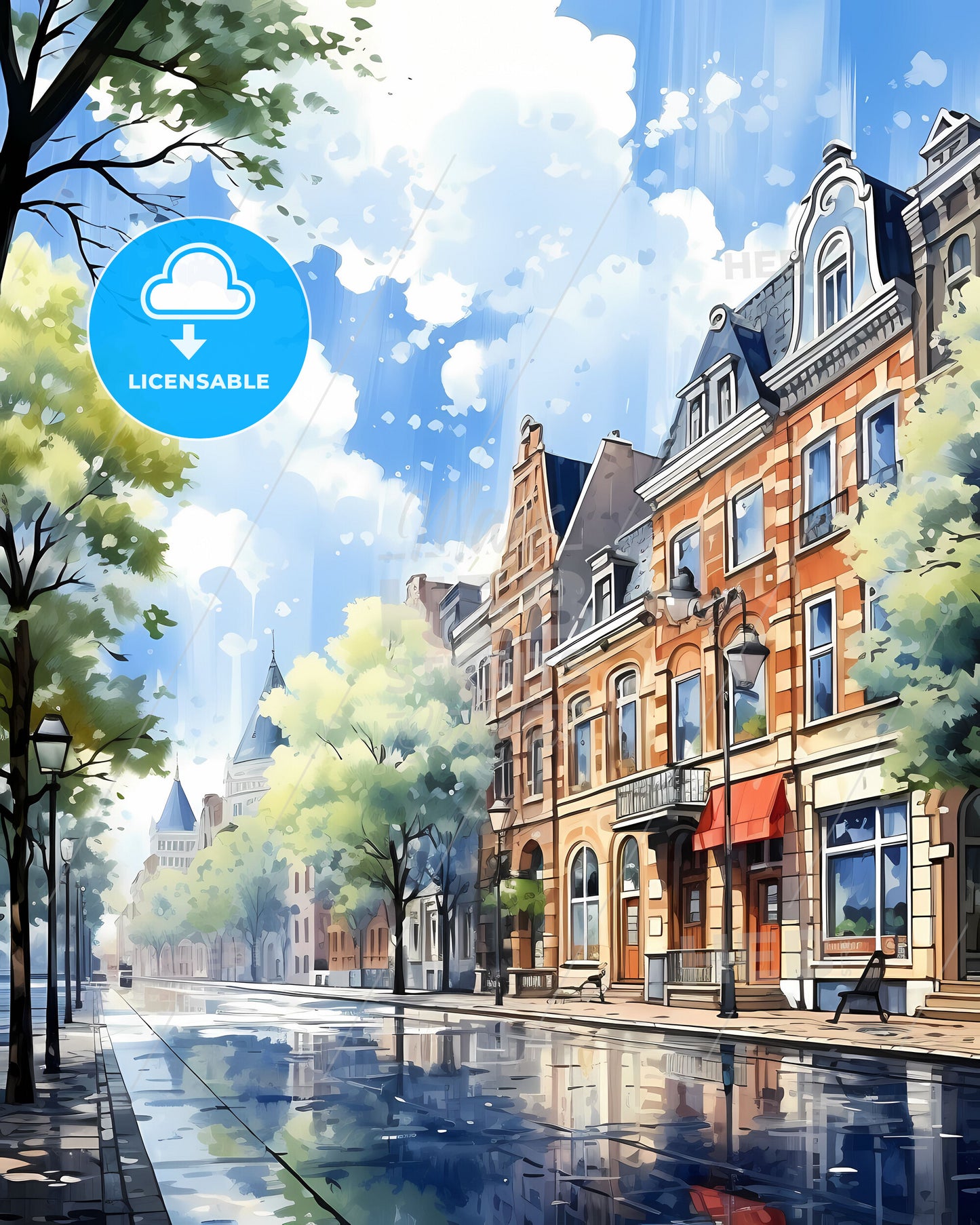 Venlo, Netherlands, a street with buildings and trees on it
