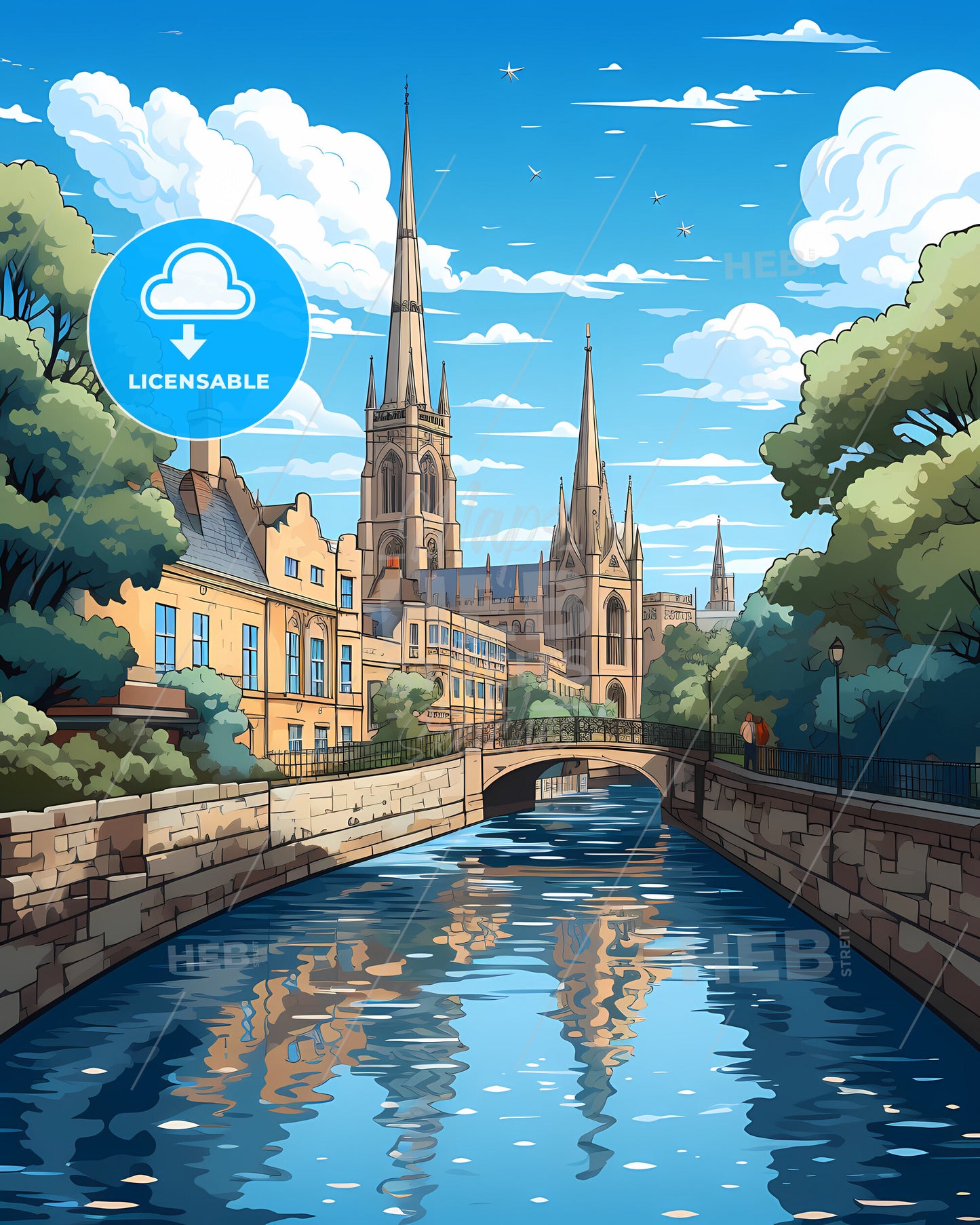 Breda, Netherlands, a river with a bridge and a castle