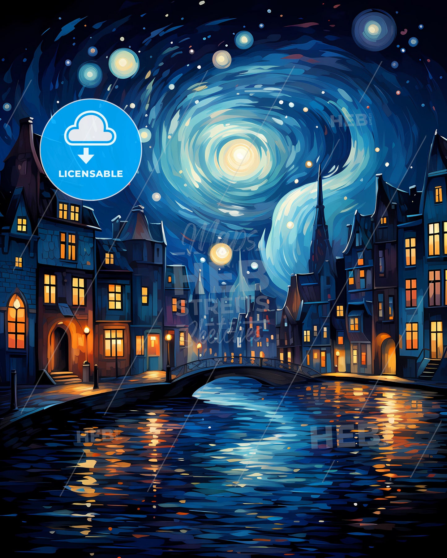 Velsen, Netherlands, a water way with a bridge and buildings in the background