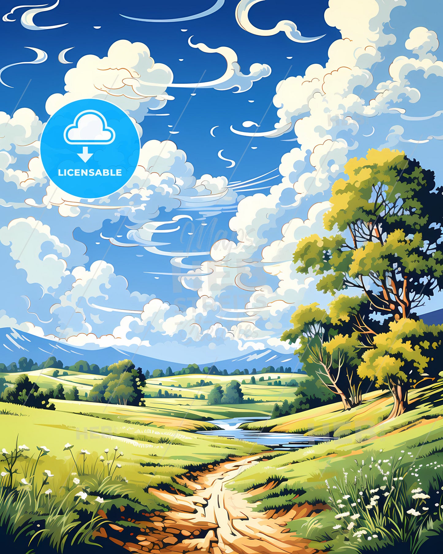 Independence, Missouri, a landscape with a stream and trees