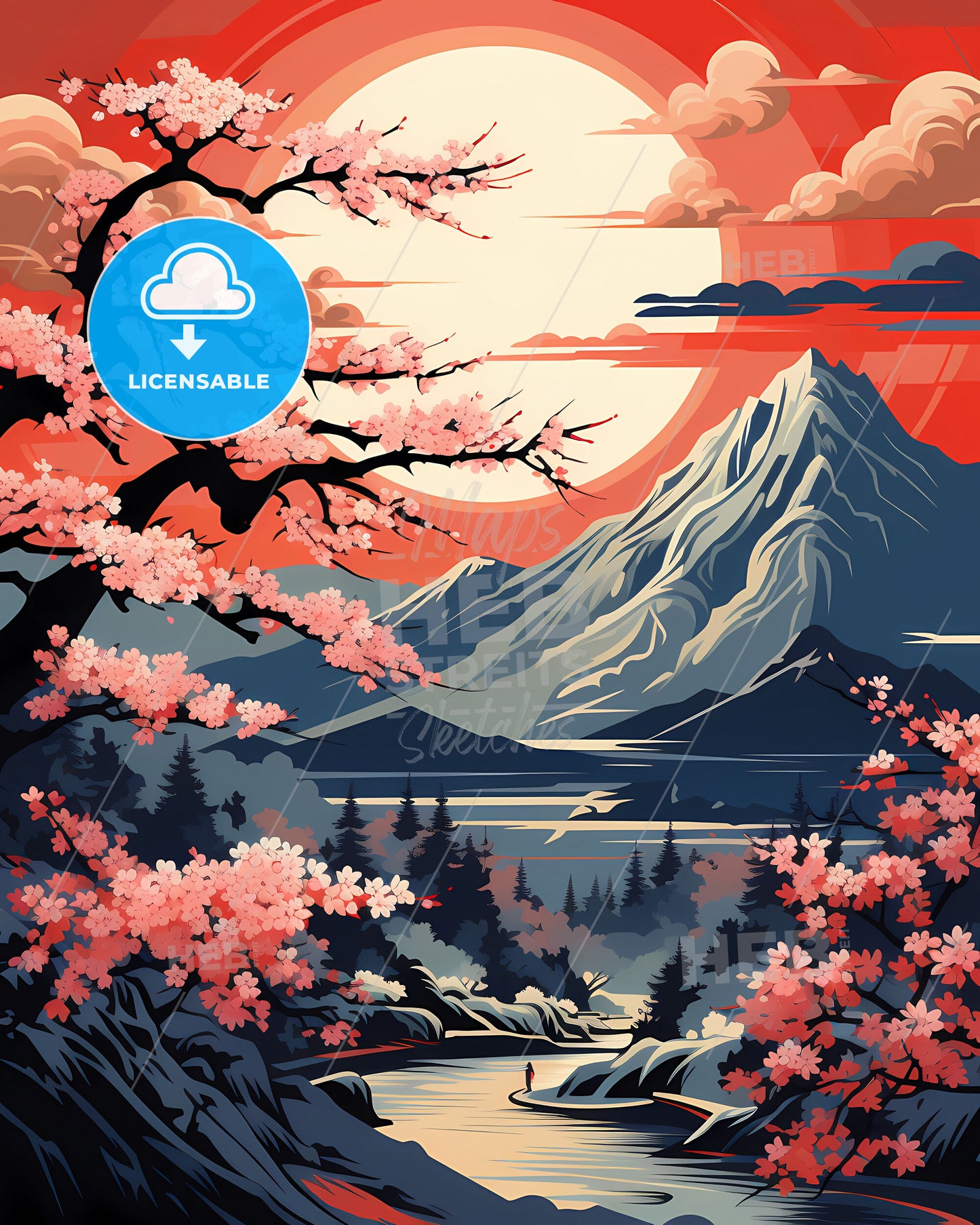 West Valley City, Utah, a painting of a mountain river and trees