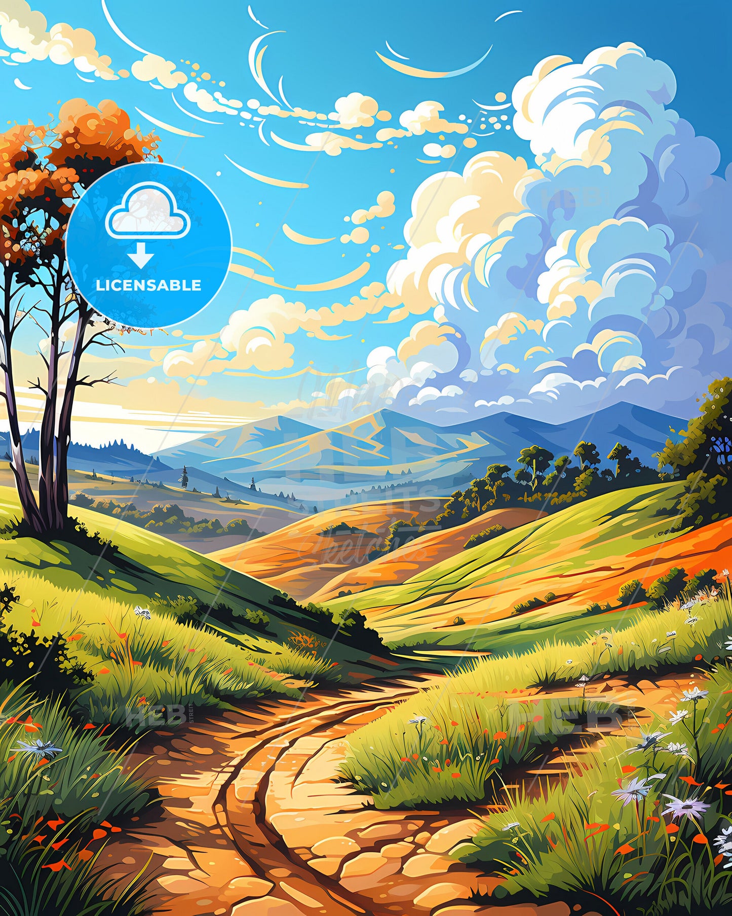 Westminster, California, a landscape with a dirt road and trees