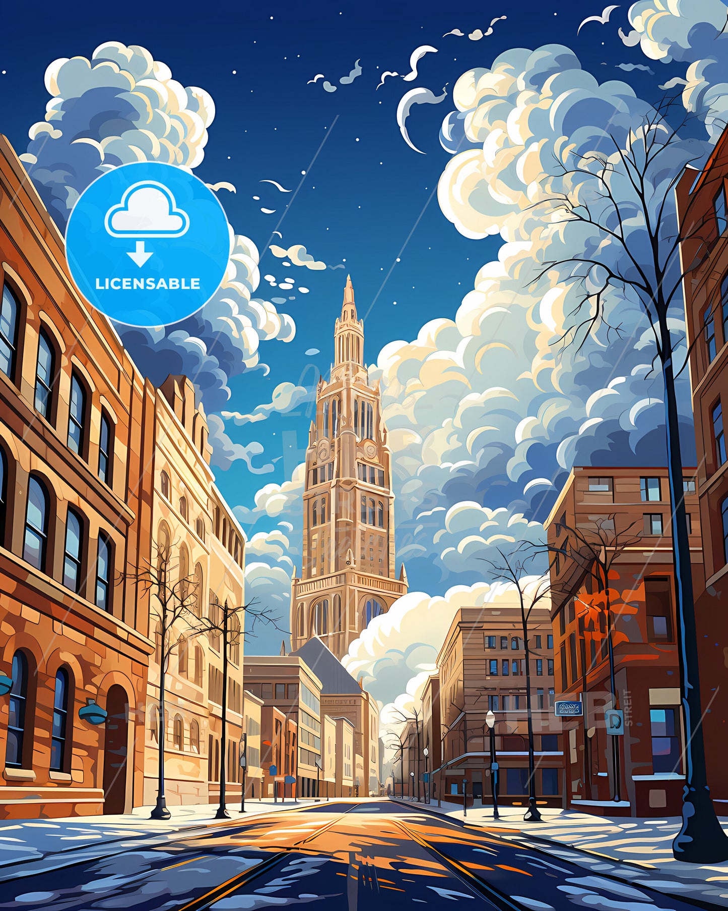 Abilene, Texas, a street with buildings and clouds in the sky