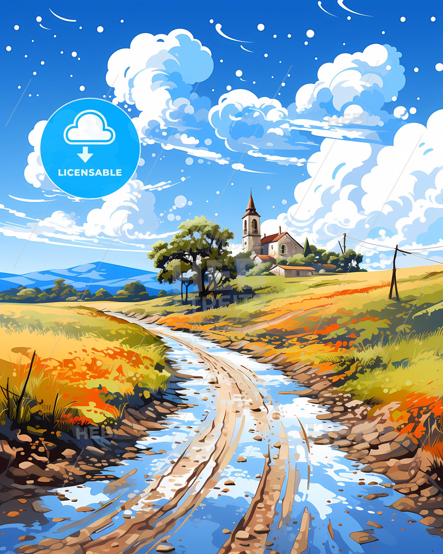 Evora, Portugal, a river running through a field