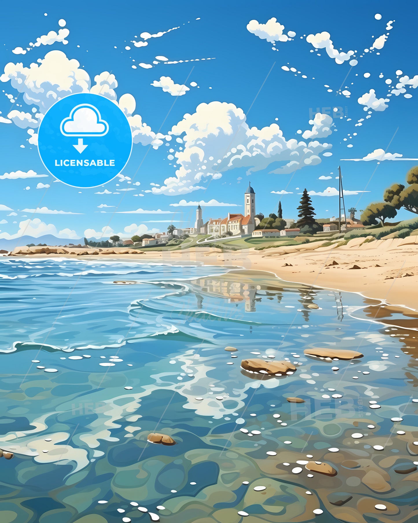 Barreiro, Portugal, a beach with a building and a body of water