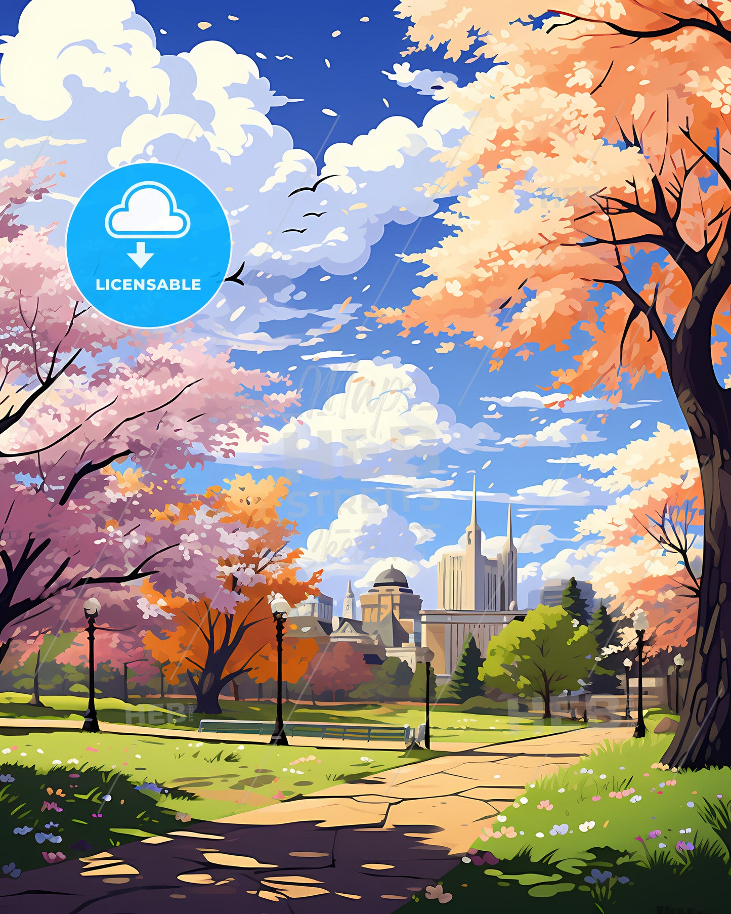 Bloomington, Minnesota, a park with trees and a city in the background