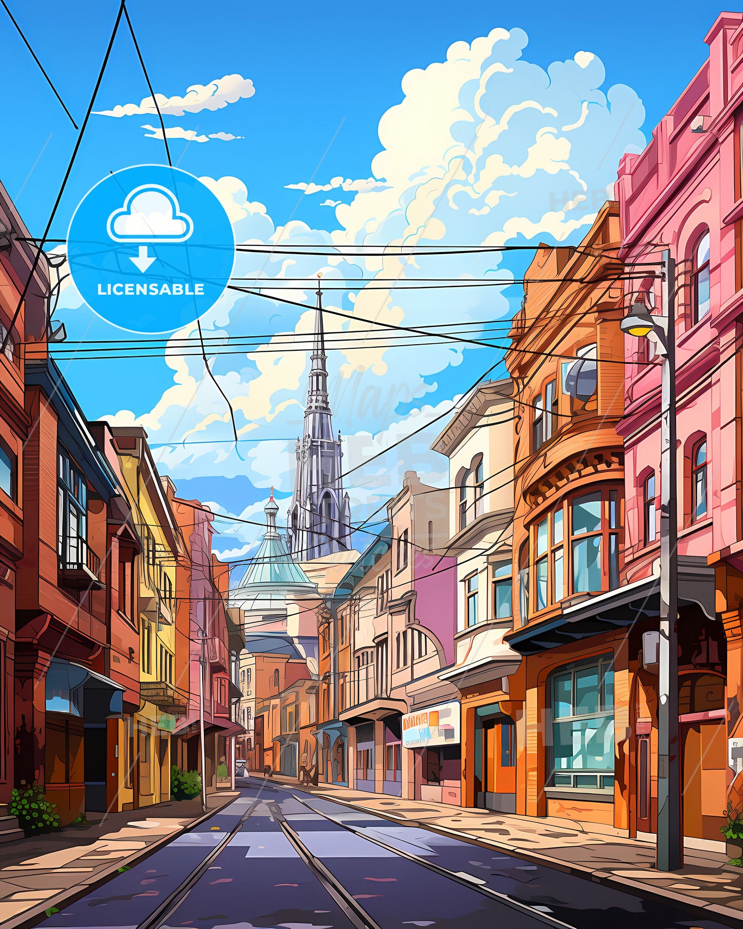 Weert, Netherlands, a street with buildings and a tower in the background