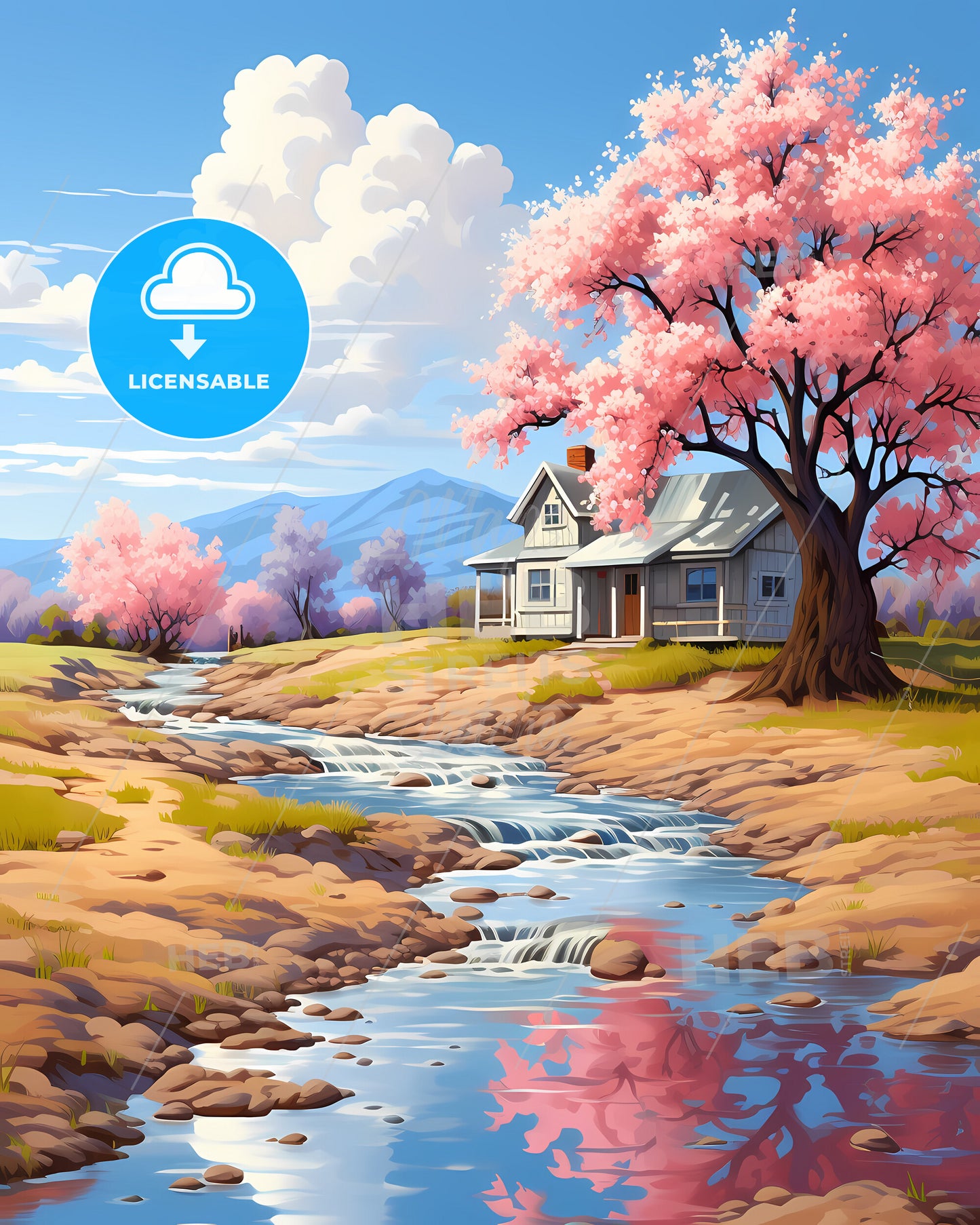 Lodi, California, a house by a river