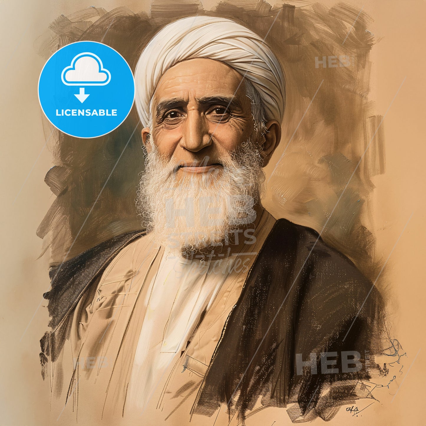 Abdu'l-Bahá, 1844 - 1921, Persian religious leader - A Man With A White Beard And Turban