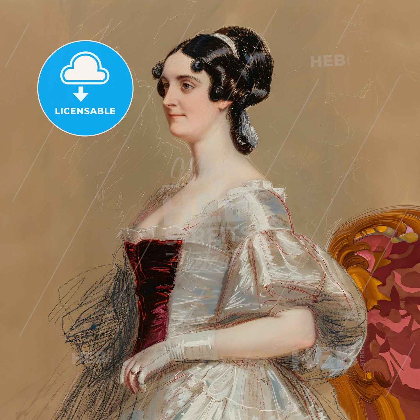 Ada Lovelace, 1815 - 1852, British mathematician and writer - A Painting Of A Woman In A White Dress