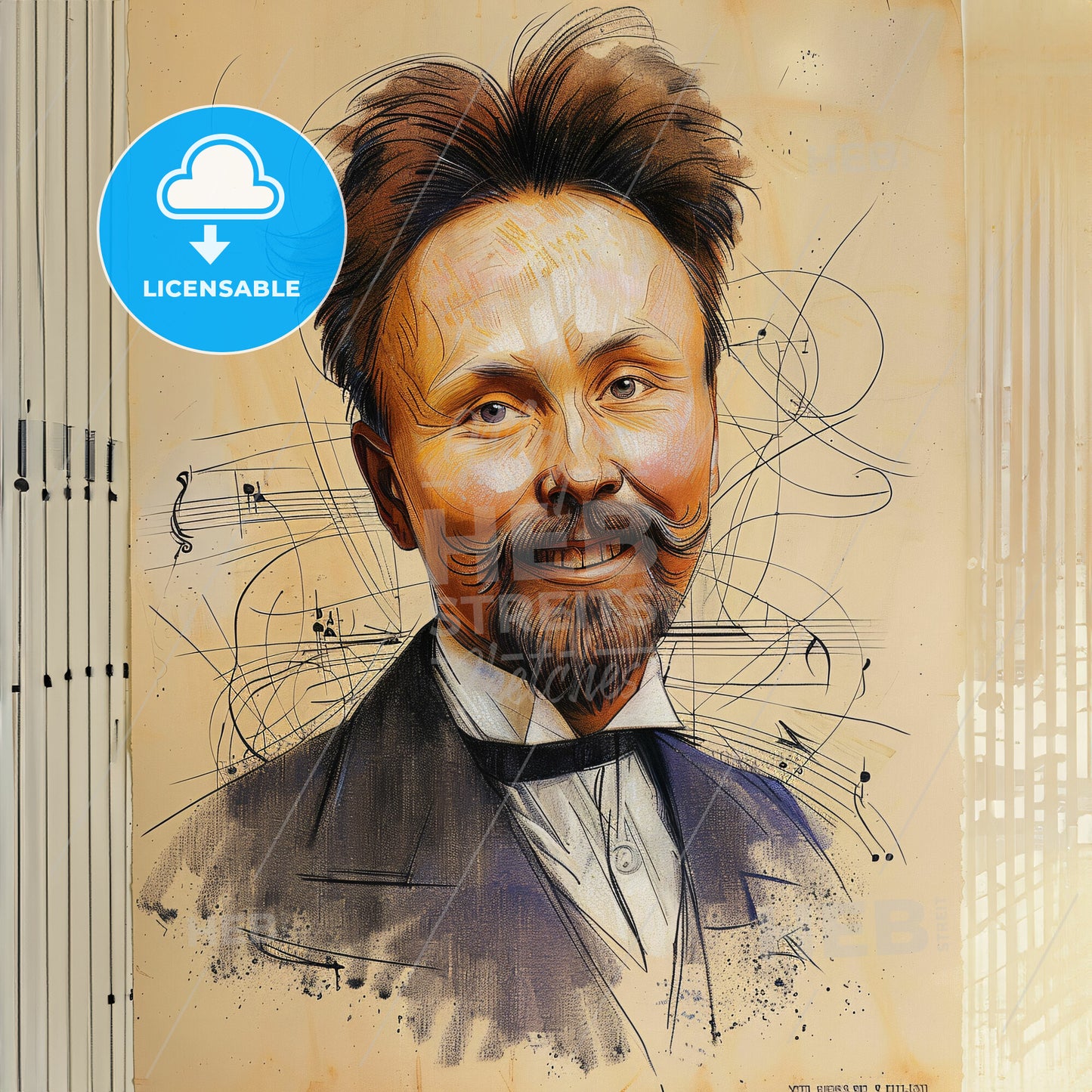 Alexander Scriabin, 1872 - 1915, Russian composer - A Drawing Of A Man