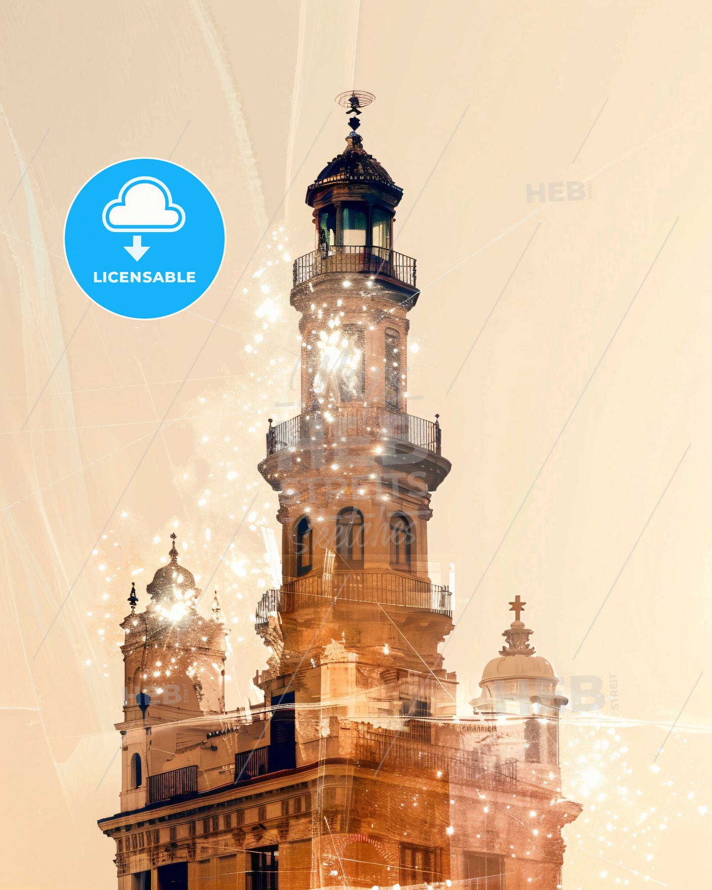 Algeciras Skyline Composite Art Poster - A building with a tower