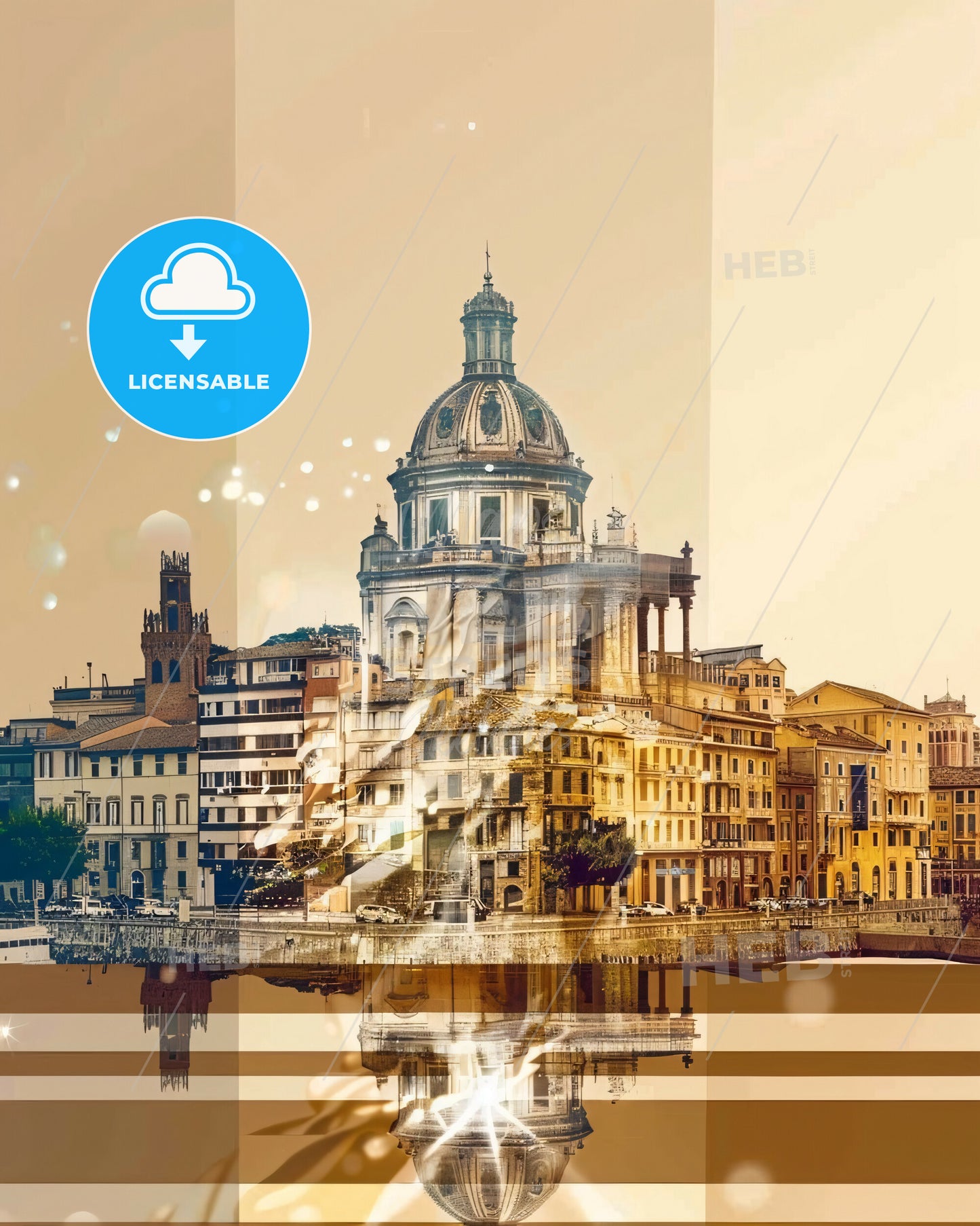 Ancona Italy Skyline Double Exposure Art Poster - A city with a building and a bridge