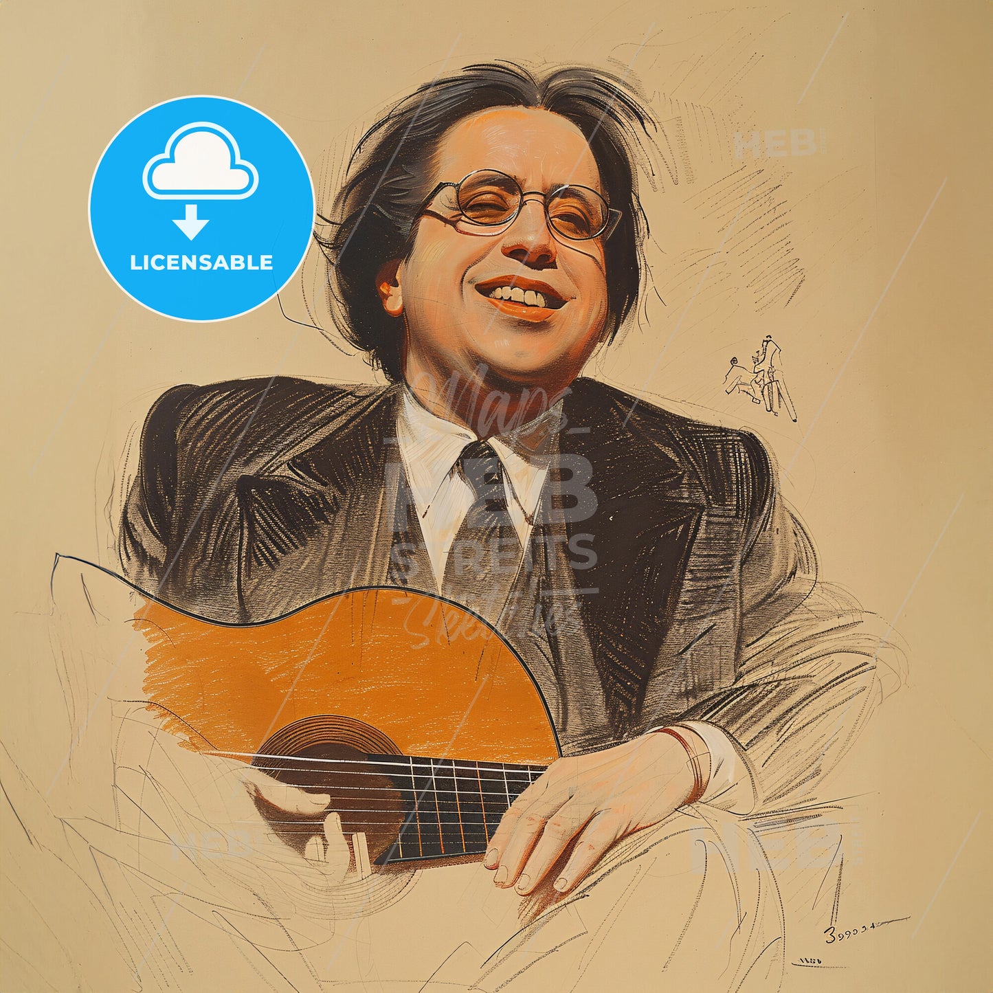 Andres Segovia, 1893 - 1987, Spanish classical guitarist - A Man Holding A Guitar