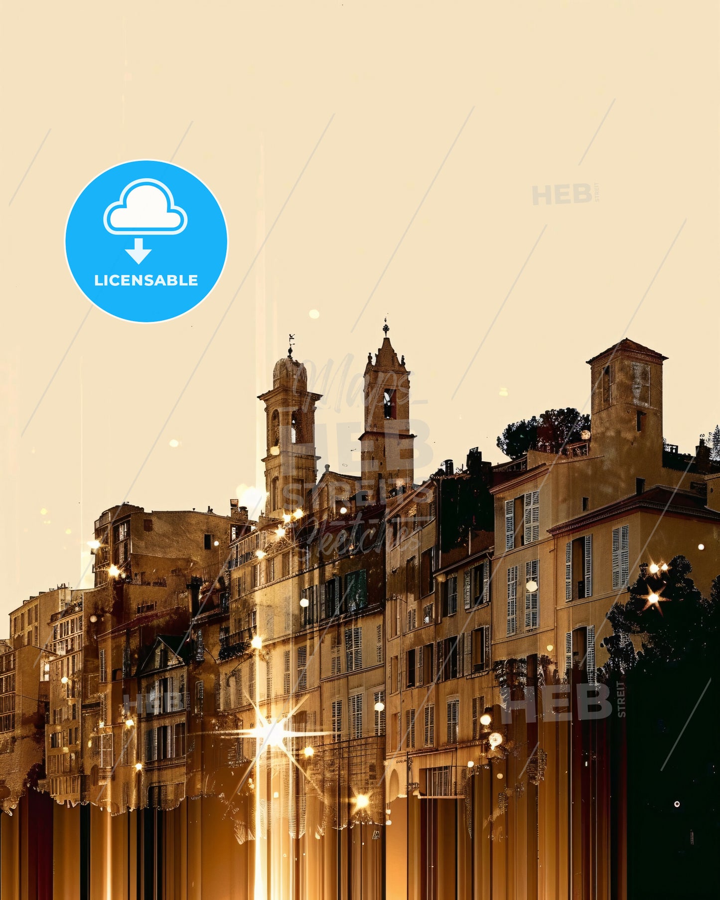 Antibes: Magical Skyline Double Exposure Art - A city with many buildings