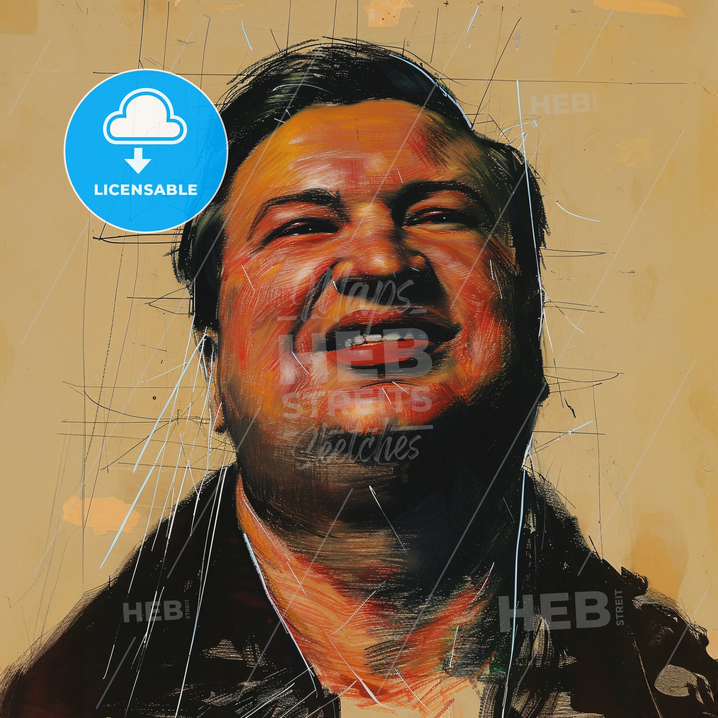 Aristarkh Lentulov, 1882 - 1943, Russian painter - A Man Smiling With A Yellow Background