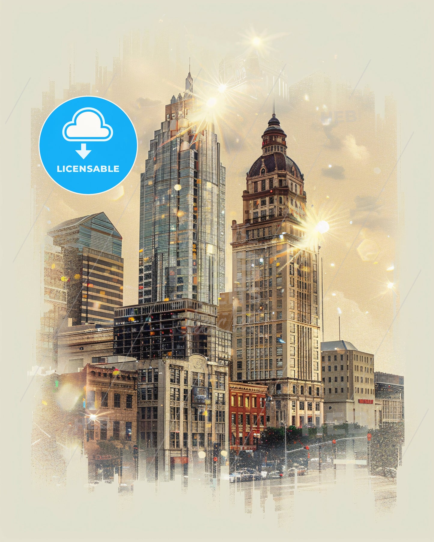 Arlington Skyline: City Lights, Sparkling Charm - A city skyline with many tall buildings