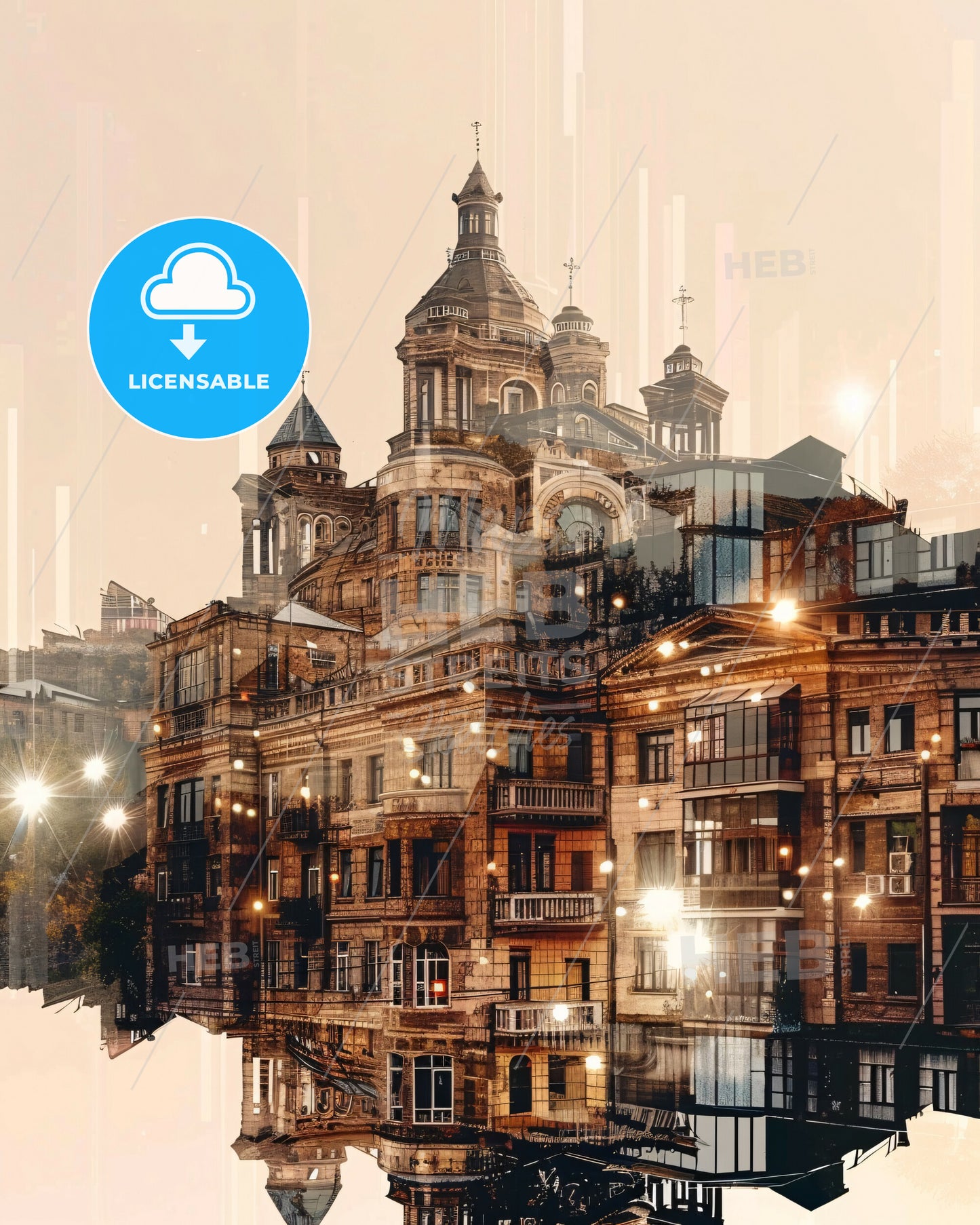 Armenia Skyline - Vibrant Heritage Art - A building with many windows and a tower