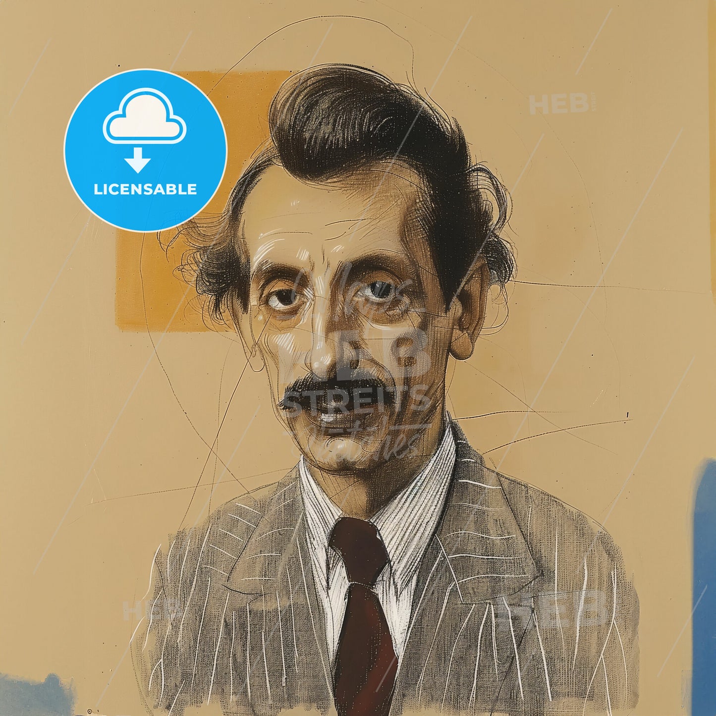 Arshile Gorky, 1904 - 1948, Armenian-American painter - A Man With A Mustache And A Suit