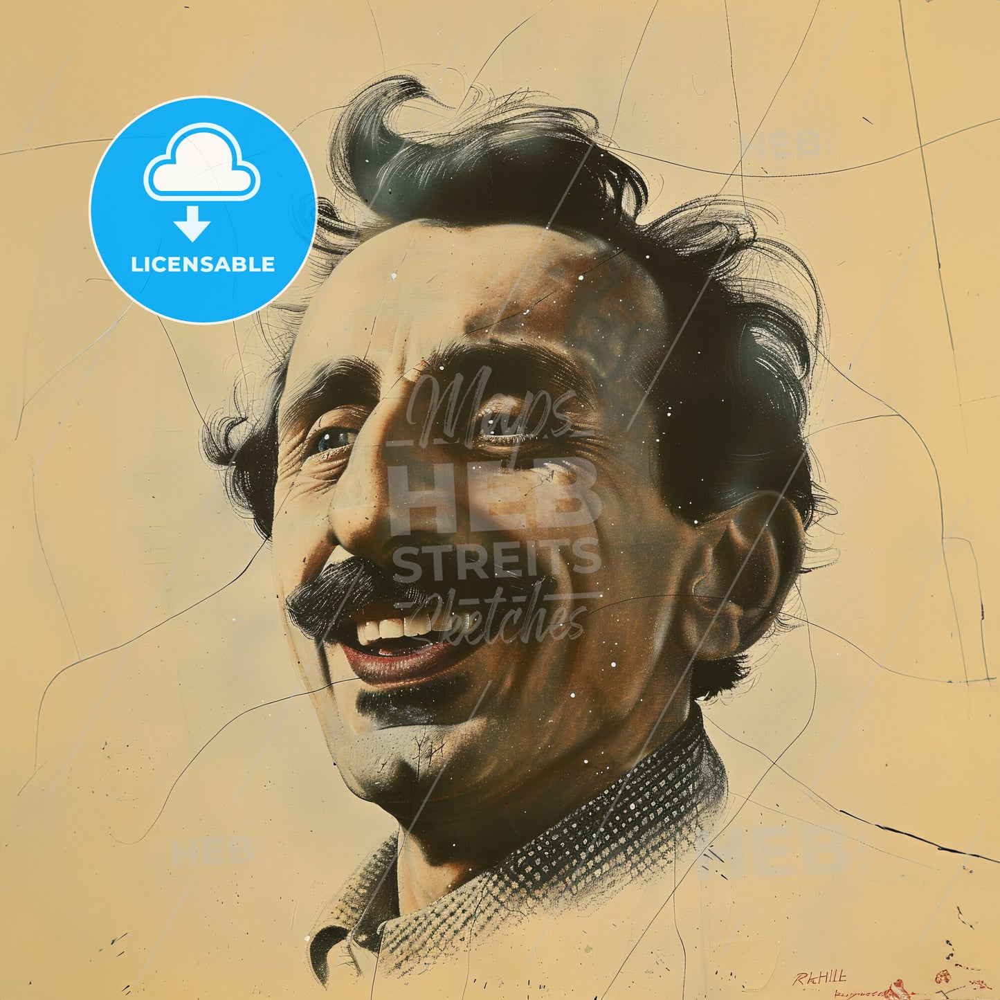 Arshile Gorky, 1904 - 1948, Armenian-American painter - A Man With A Mustache Smiling