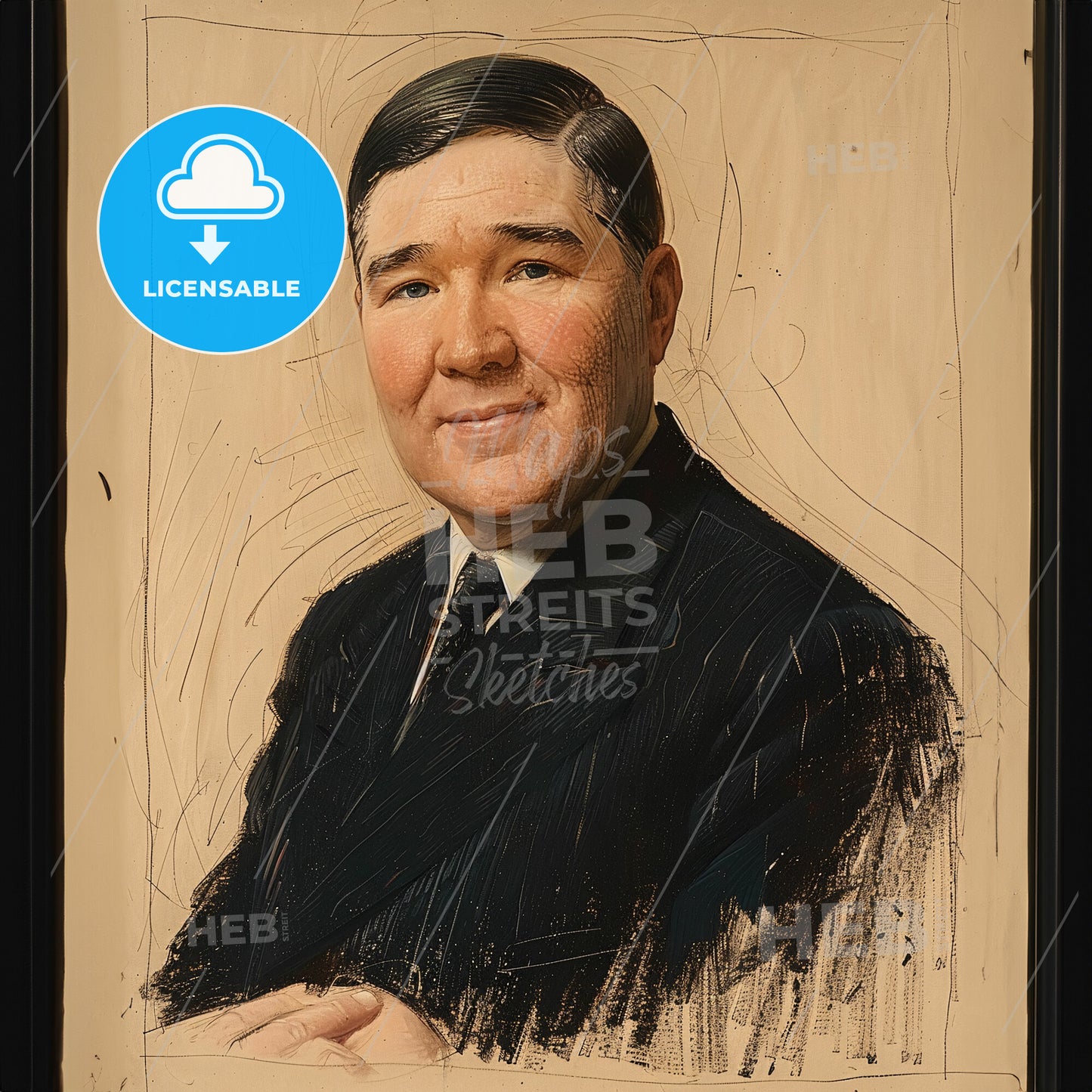 Arthur Guedel, 1883 - 1956, American anesthesiologist - A Portrait Of A Man In A Black Suit