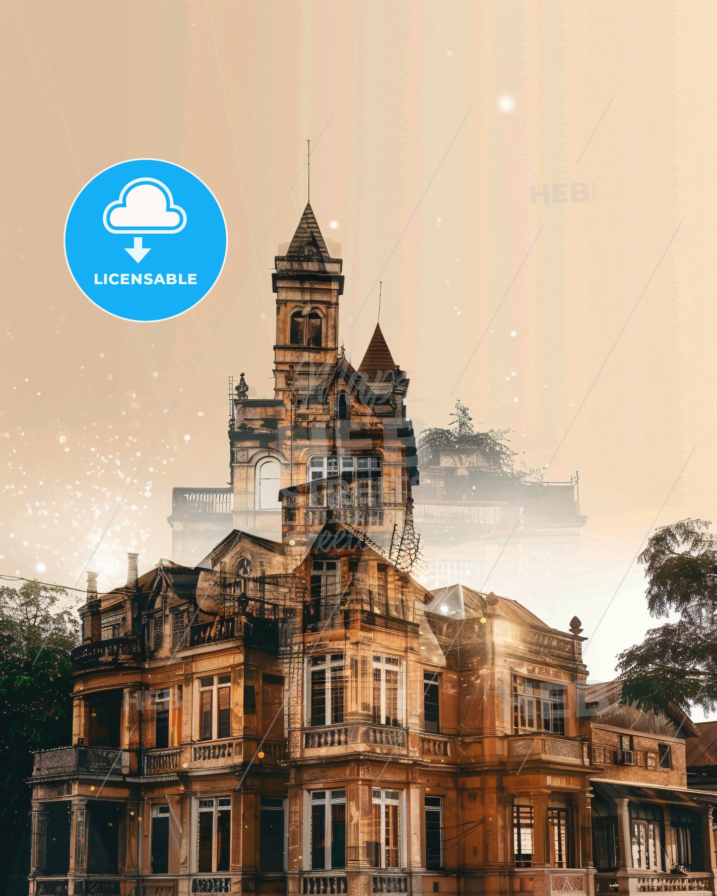 Immerse in Bangui's Charm: Skyline Vista of Local Icons - A building with a tower