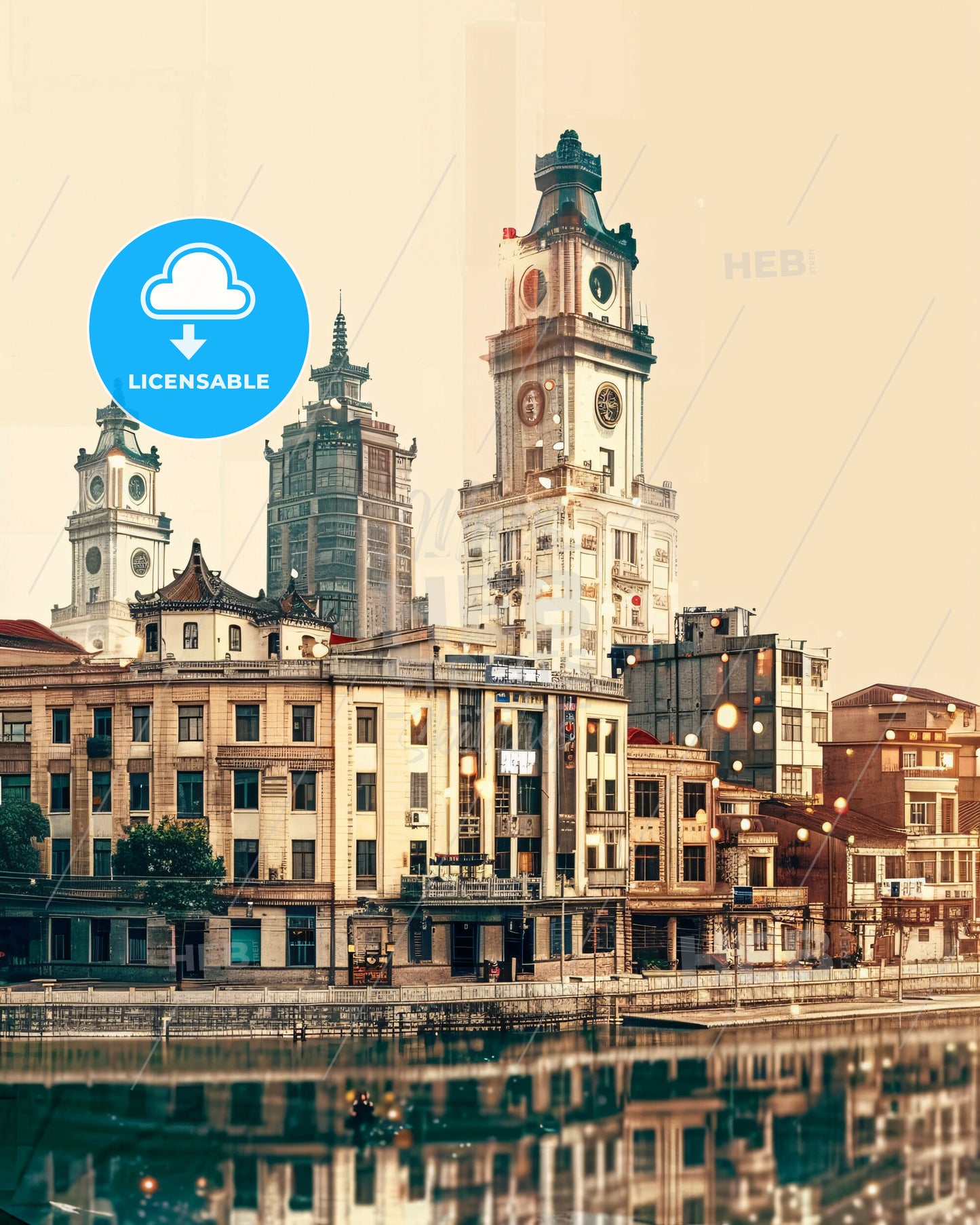 Baoding City Skyline Night Panorama - A city with a clock tower