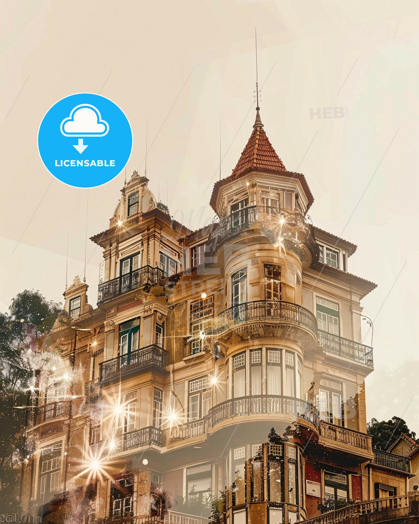 Barreiro Skyline Art: Double Exposure Cityscape Charm - A building with many windows