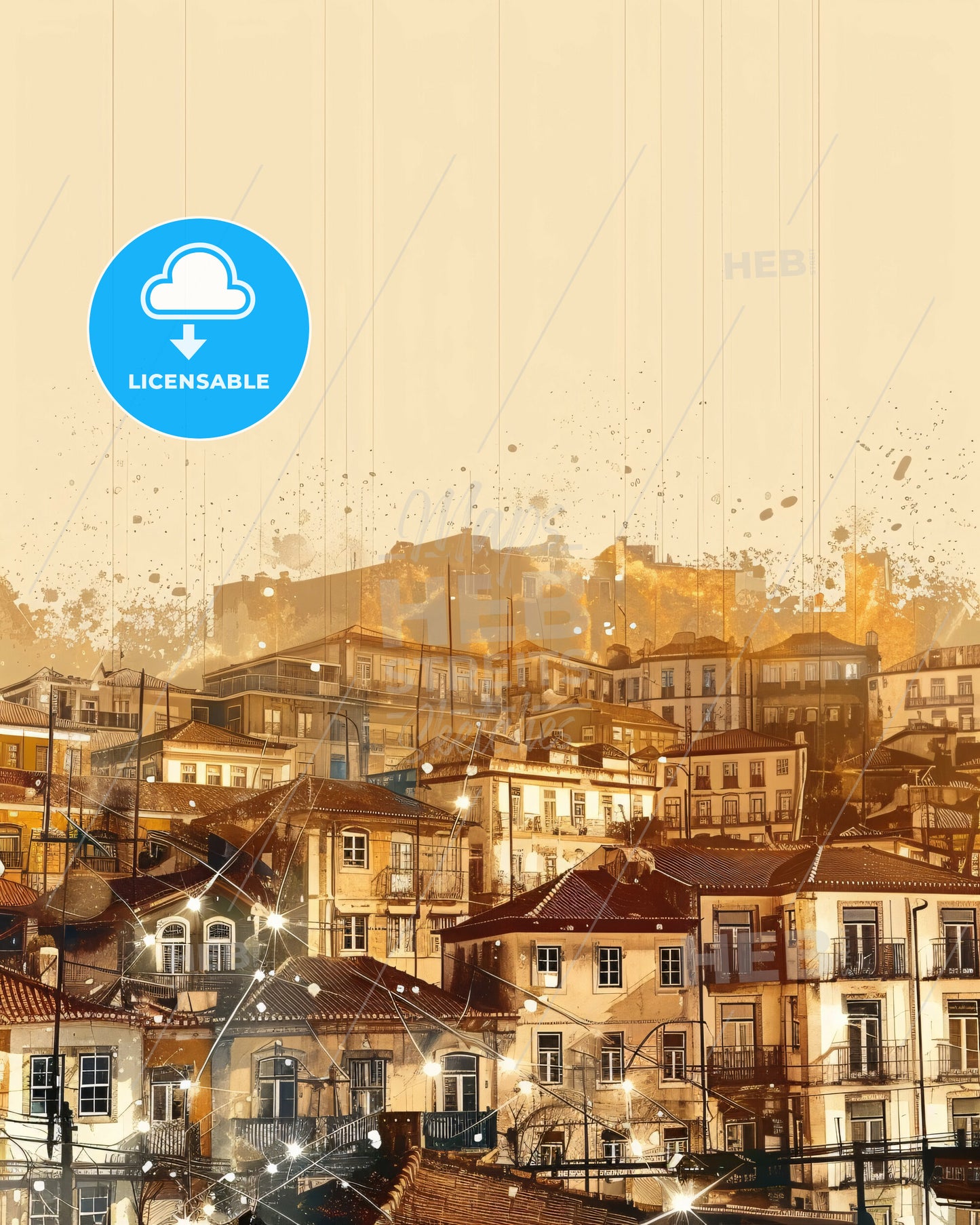 Barreiro: Lively City Skyline Poster Art - A city with many buildings
