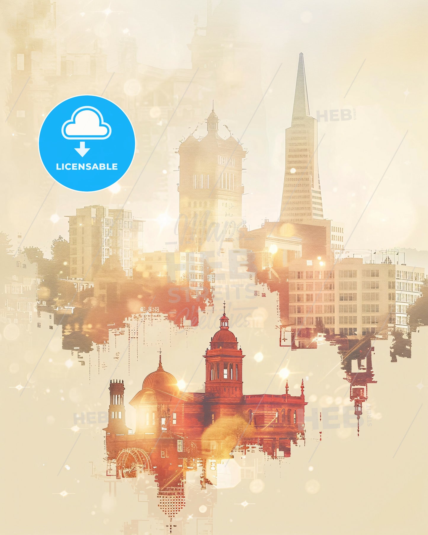 Berkeley City Skyline Pastel Sunset Canvas Decor - A cityscape with buildings and lights