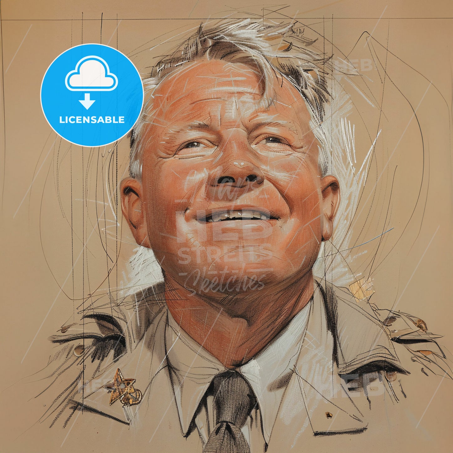 Bernt Balchen, 1899 - 1973, Norwegian-American aviator and navigator - A Drawing Of A Man Smiling