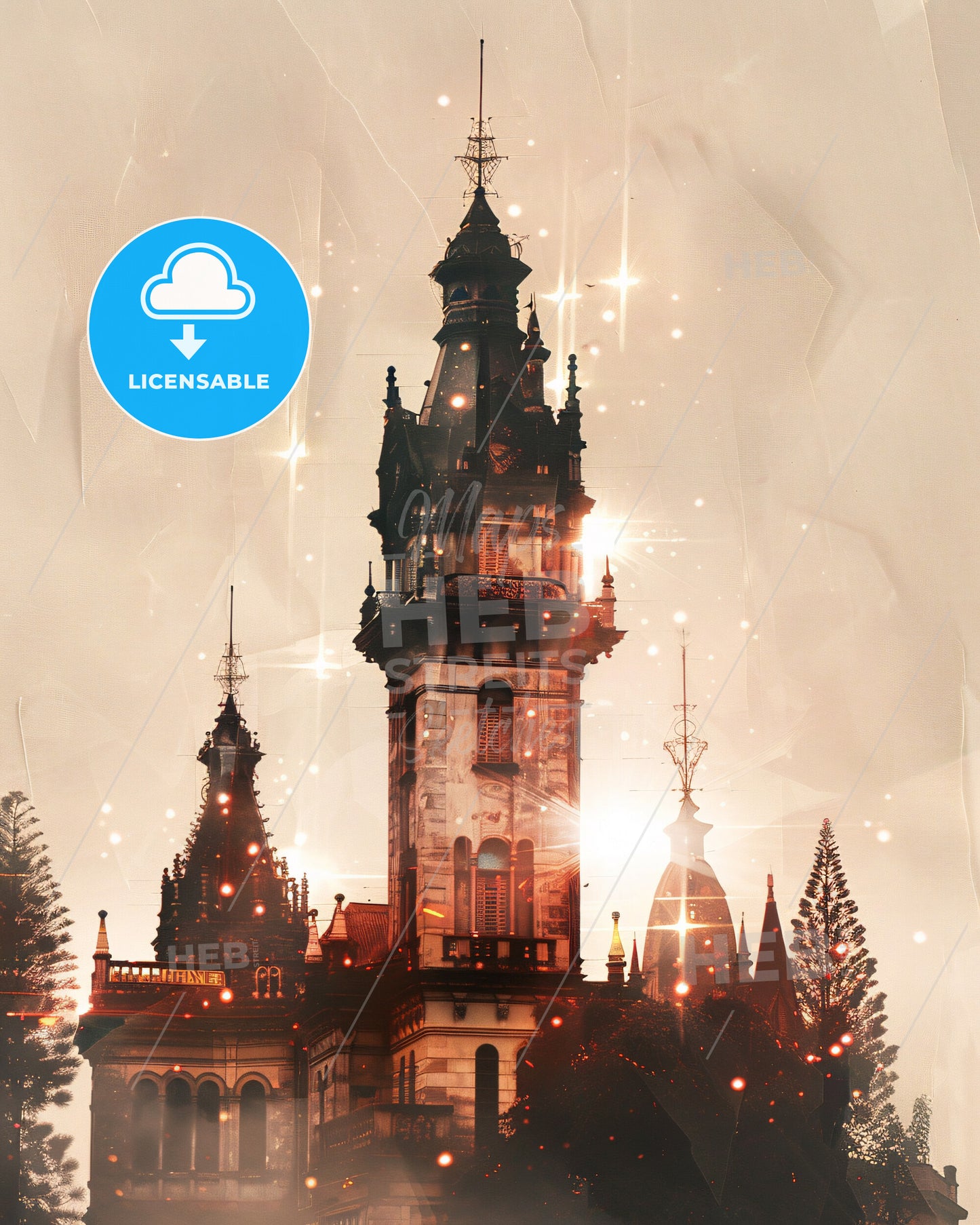 Blantyre City Skyline Art Poster with Local Icons - A building with a tower and trees