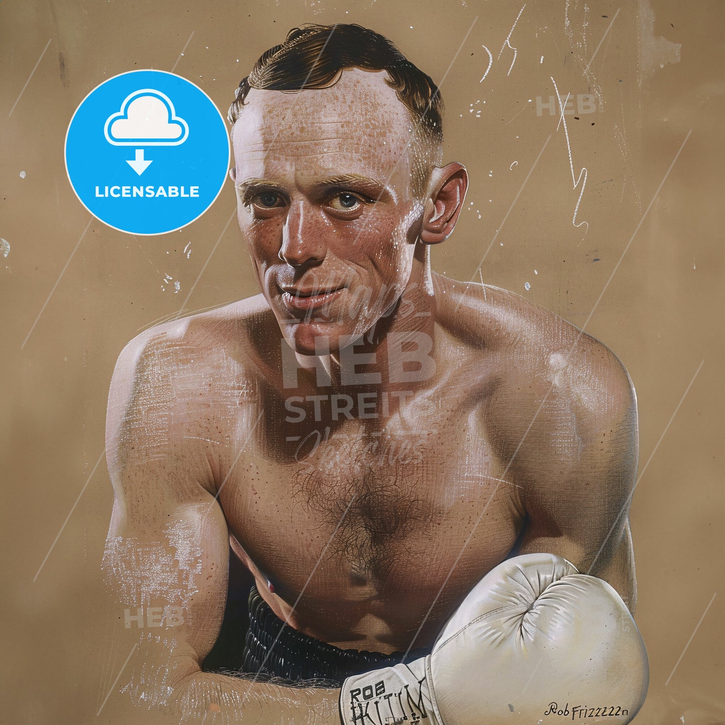 Bob Fitzsimmons, 1863 - 1917, British middleweight and heavyweight boxer - A Man With Boxing Gloves