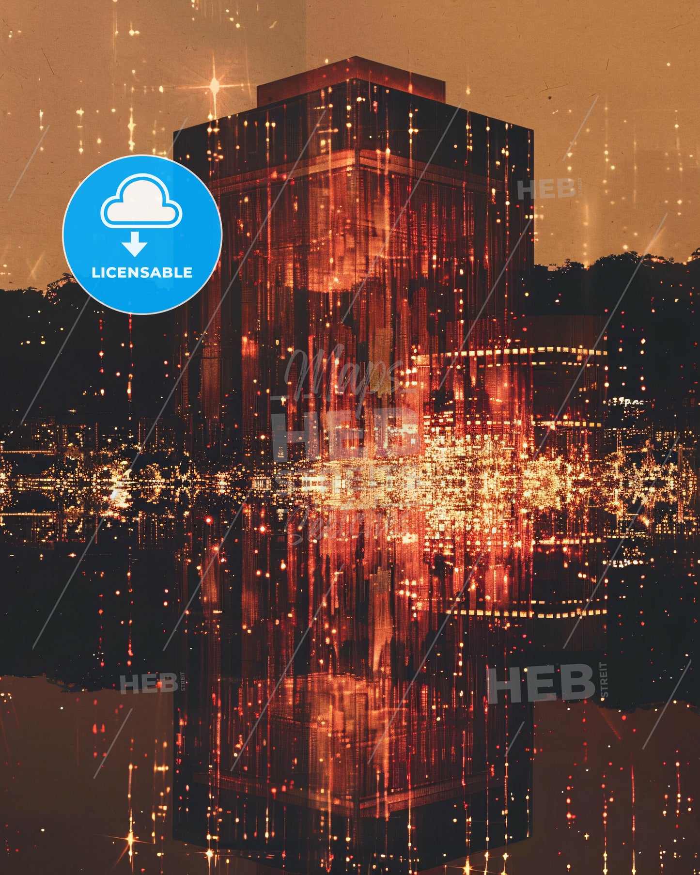 Brasilia City Skyline Art Posters - A building with lights reflecting in water