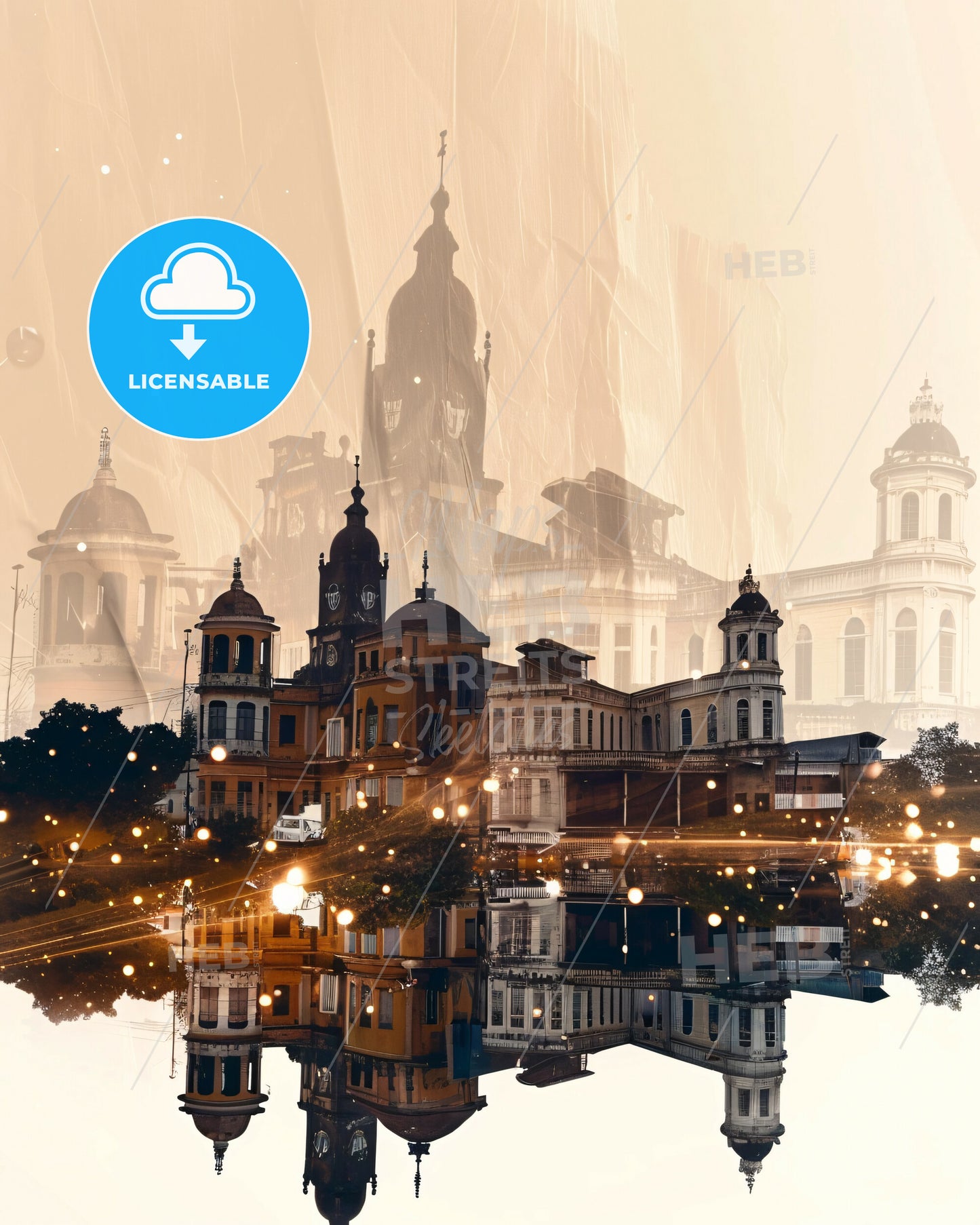 Congo Skyline Double Exposure Architecture Poster - A reflection of buildings and lights