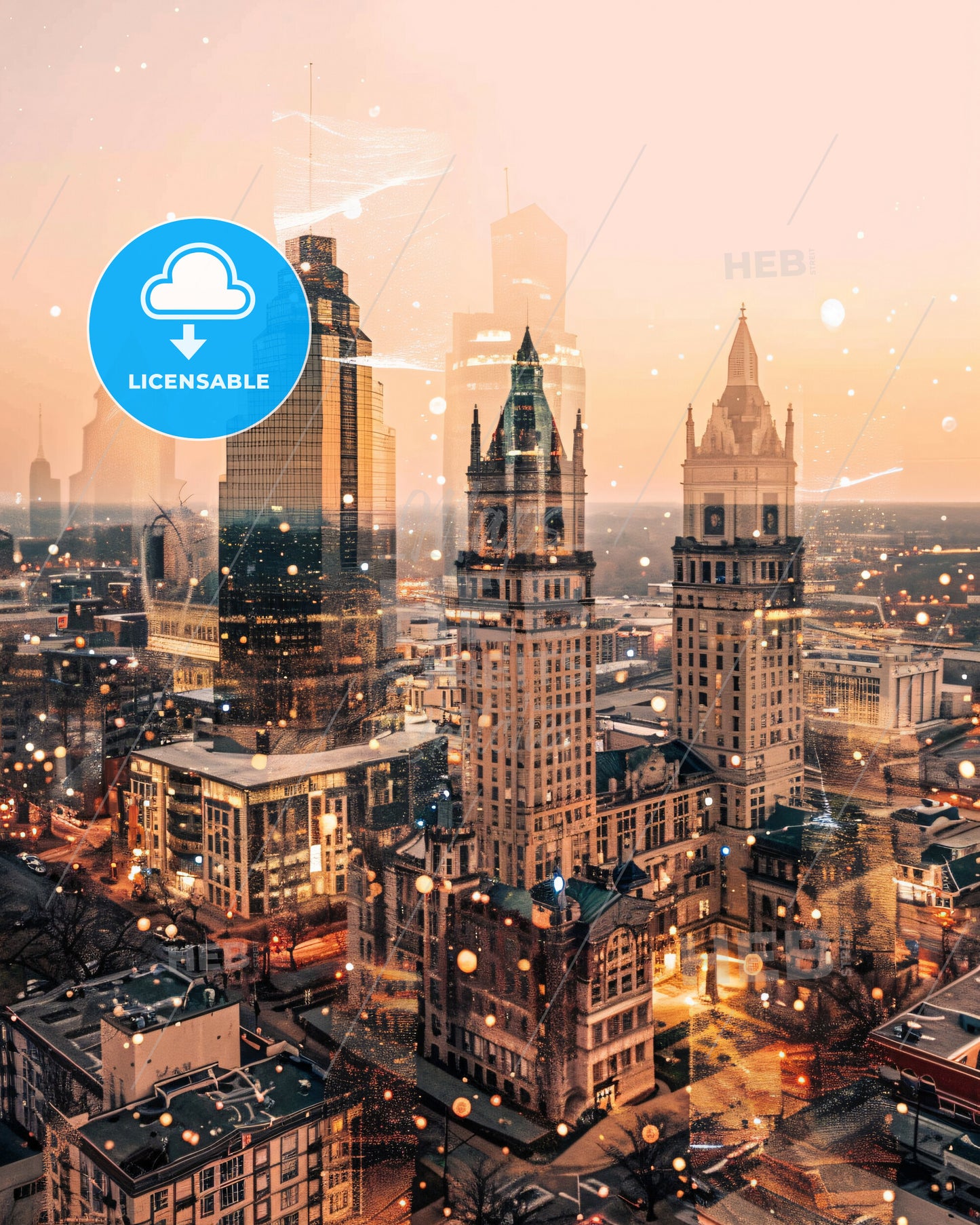 Broken Arrow Skyline Composite Art Poster - A city with many tall buildings