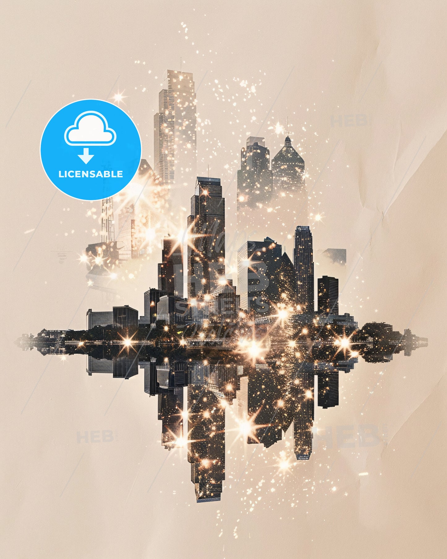 Brownsville - City Lights - Poster Perfection - A city skyline with lights